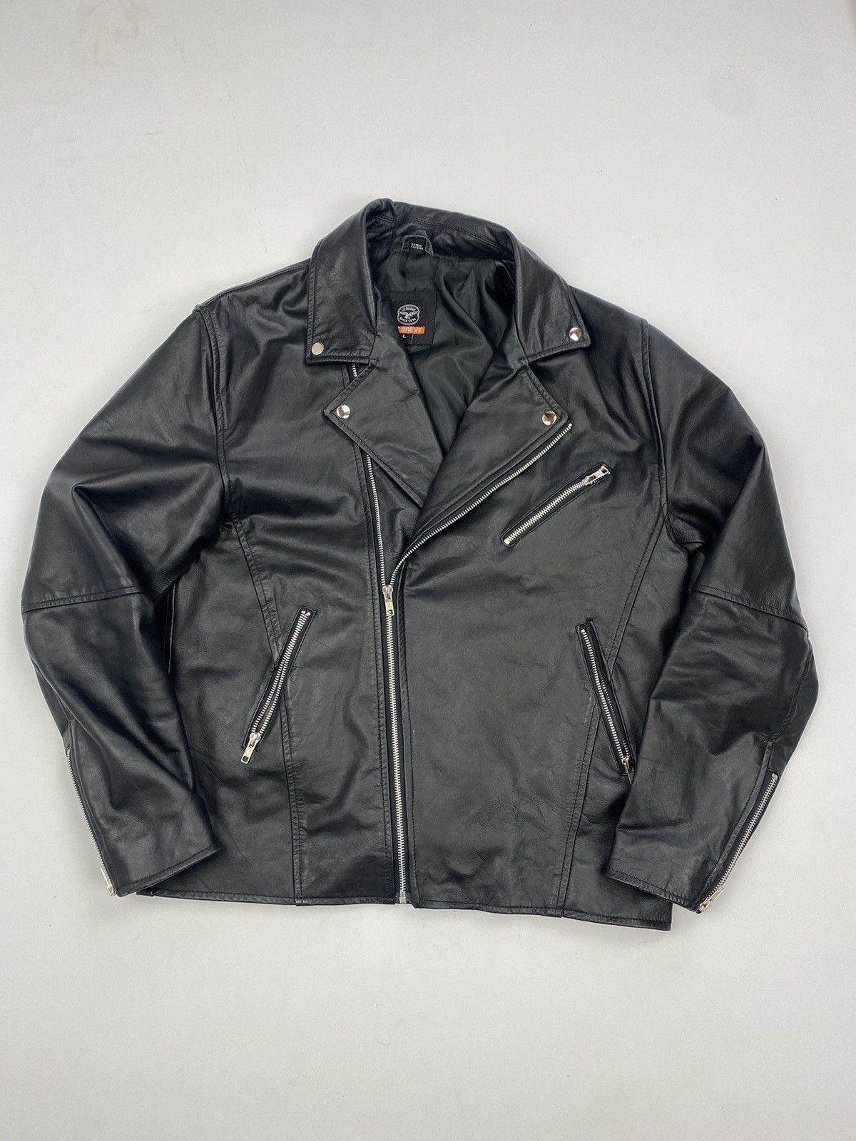 Japanese Brand × Vintage Vintage Black Leather Biker Motorcycle Black Jacket Size US L / EU 52-54 / 3 - 2 Thumbnail