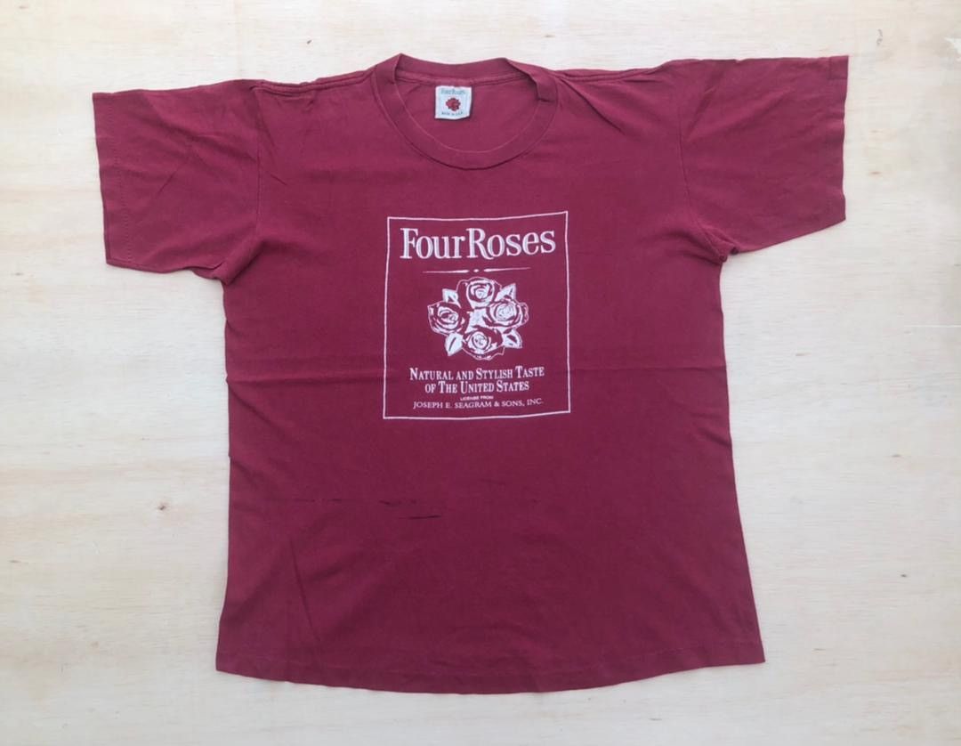image of Made In USA x Vintage Tee C5 Four Roses in Maroon, Men's (Size Large)