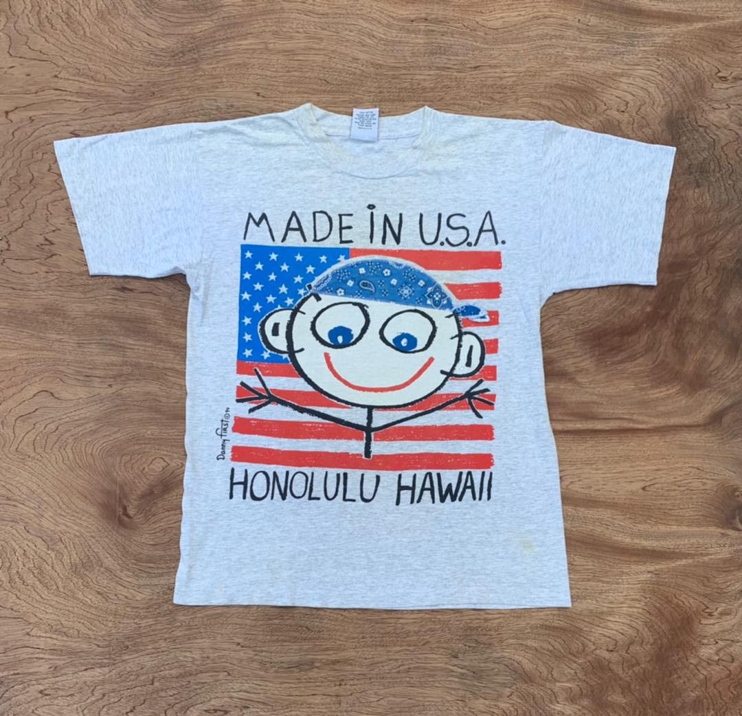image of Hawaiian Shirt x Made In USA Vintage Tee C - 10 Honolulu Hawaii in Grey, Men's (Size Large)