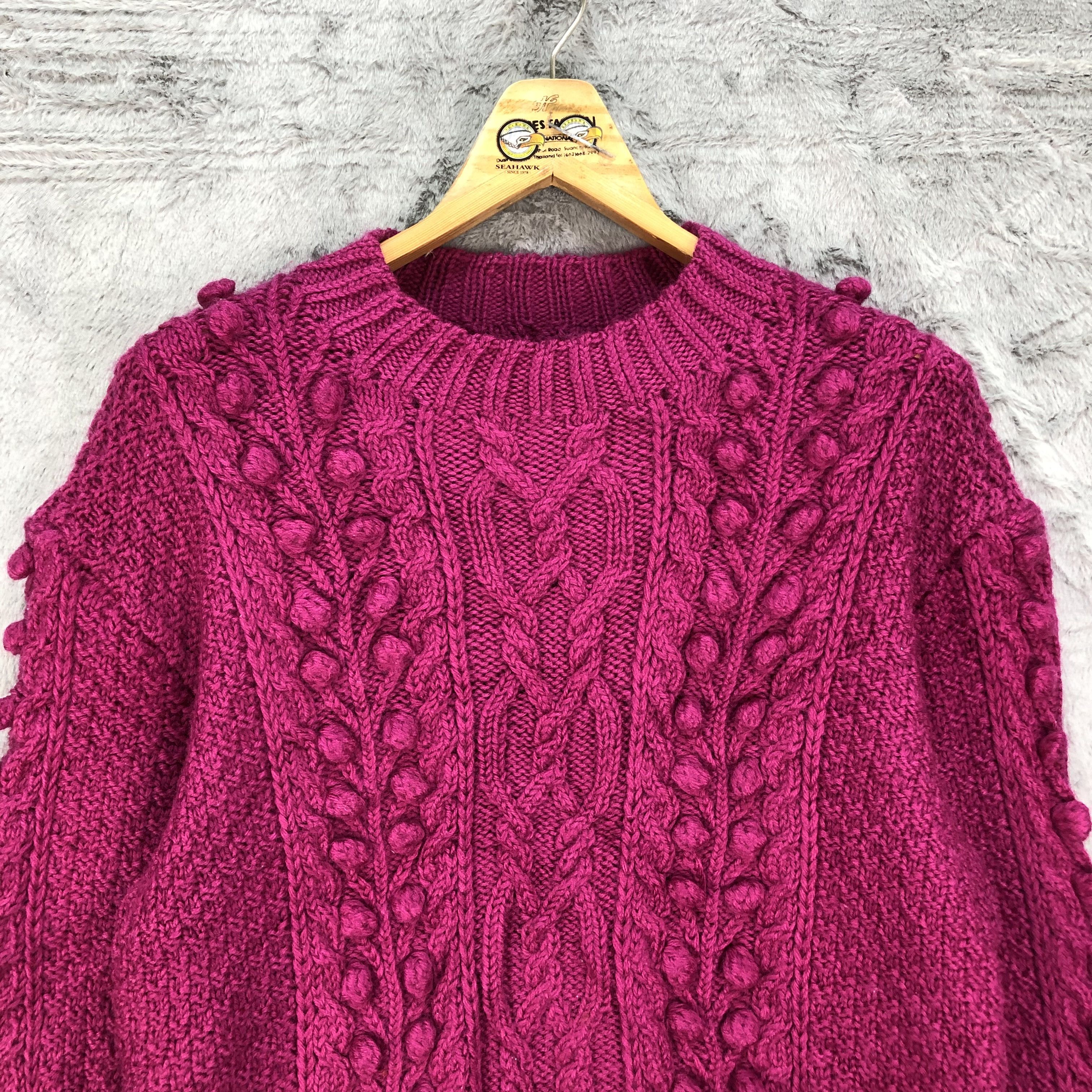 Japanese Brand Nice Abstract Design Pink Knitwear Sweater #4540-158 Size S / US 4 / IT 40 - 2 Thumbnail
