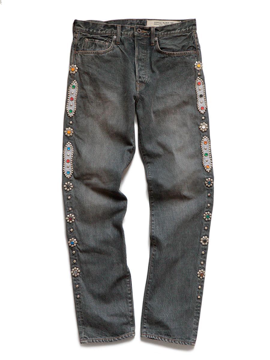 Kapital KAPITAL 14oz black denim monkey cisco studs remake