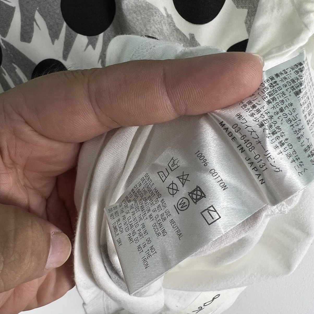 Yohji Yamamoto Y’S FOR LIVING T-SHIRT OVERPRINT BIG LOGO POLKADOT Size US S / EU 44-46 / 1 - 8 Thumbnail