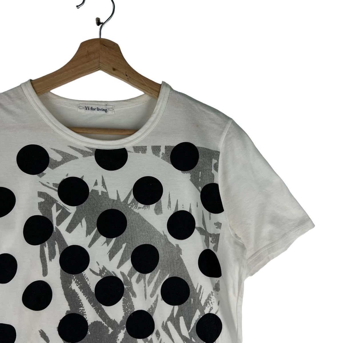 Yohji Yamamoto Y’S FOR LIVING T-SHIRT OVERPRINT BIG LOGO POLKADOT Size US S / EU 44-46 / 1 - 2 Thumbnail