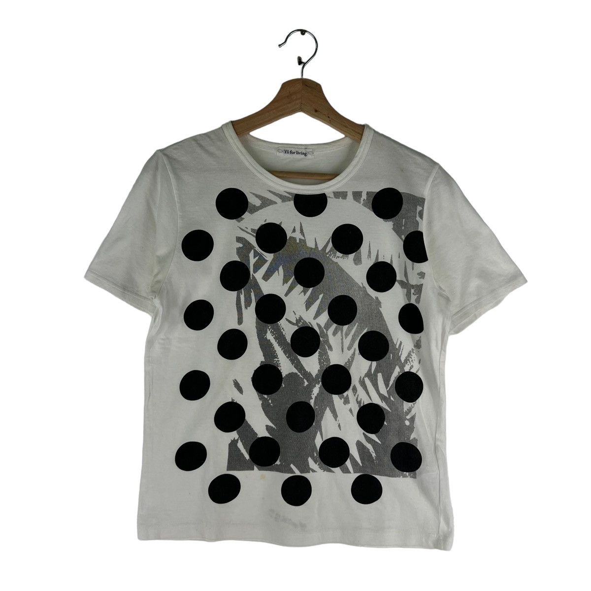 Y’S FOR LIVING T-SHIRT OVERPRINT BIG LOGO POLKADOT