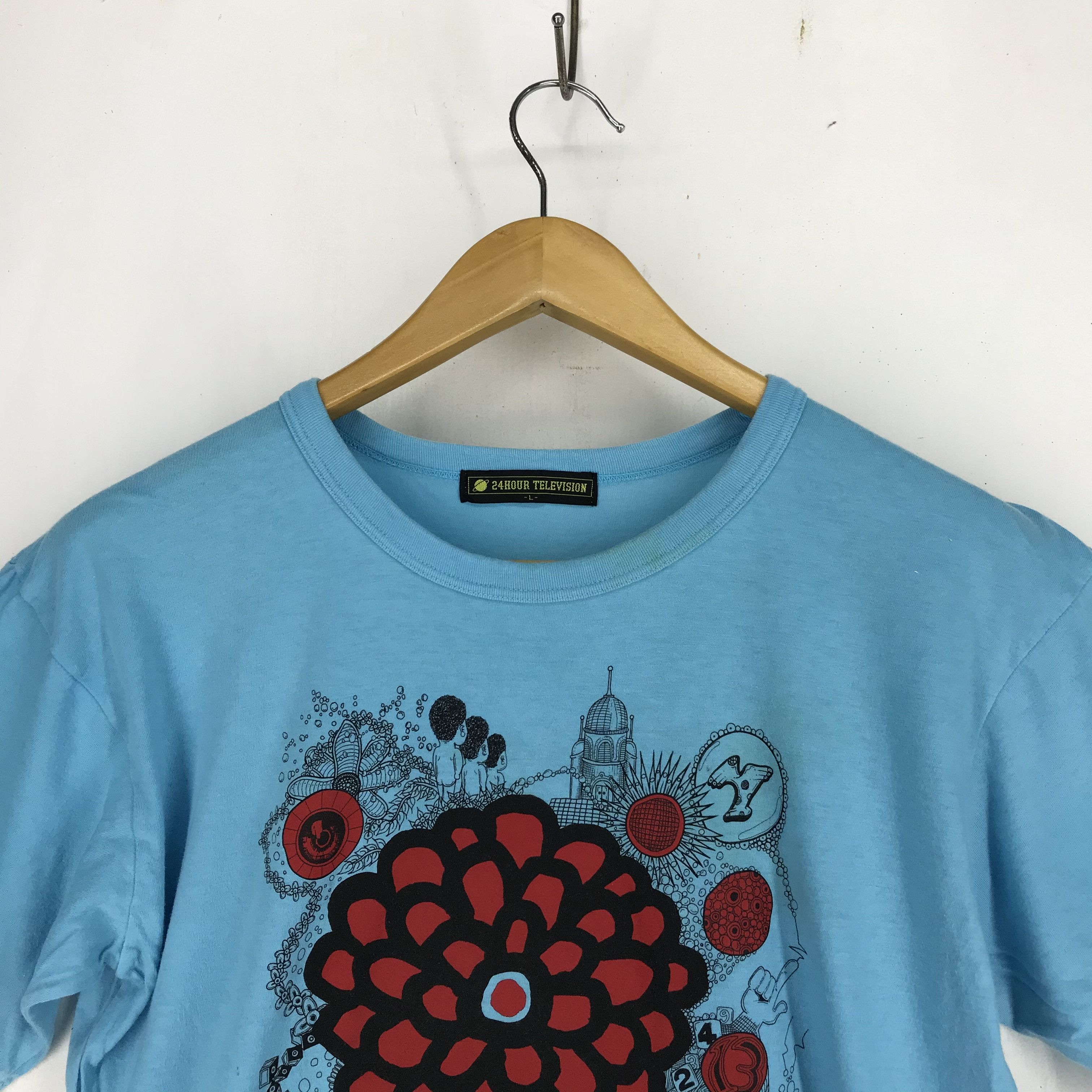 Yayoi Kusama 24 HOUR TELEVISION Crew Neck T Shirt #2351-81 Size US S / EU 44-46 / 1 - 2 Thumbnail