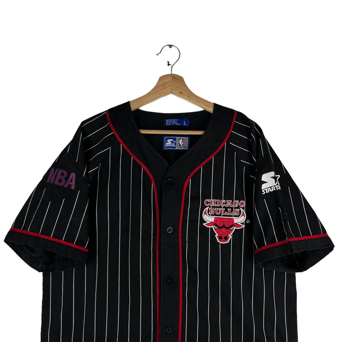 NBA VINTAGE CHICAGO BULLS STARTER BIG LOGO PINSTRIPED Size US L / EU 52-54 / 3 - 4 Thumbnail