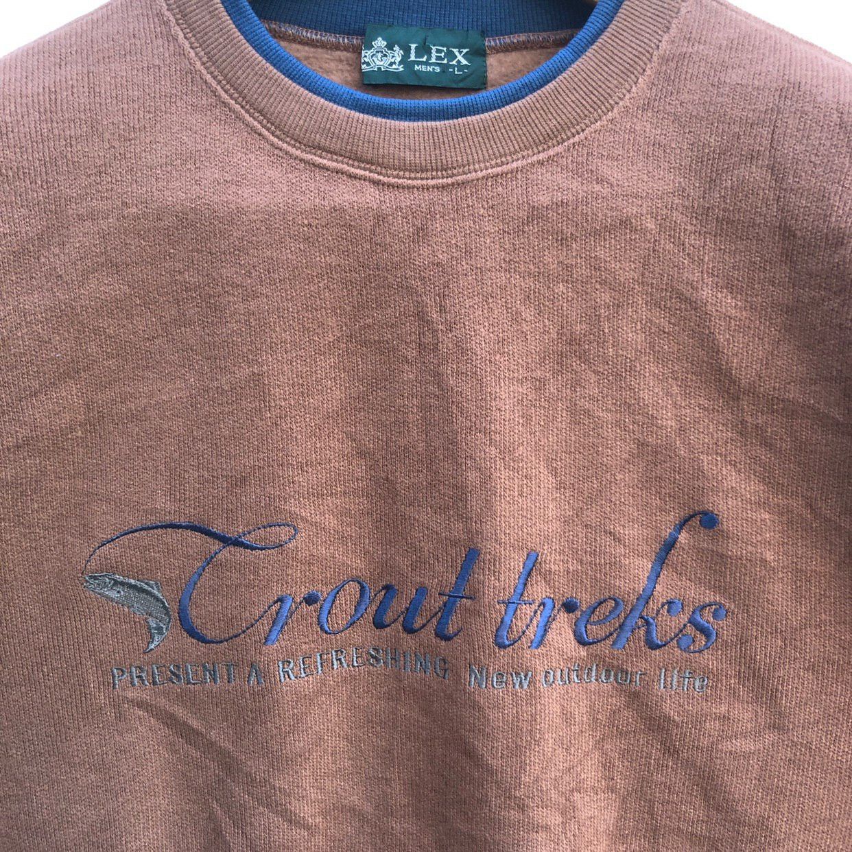 Japanese Brand FISH GROUT by LEX Crew Neck Sweatshirt #0353-07 Size US M / EU 48-50 / 2 - 2 Thumbnail