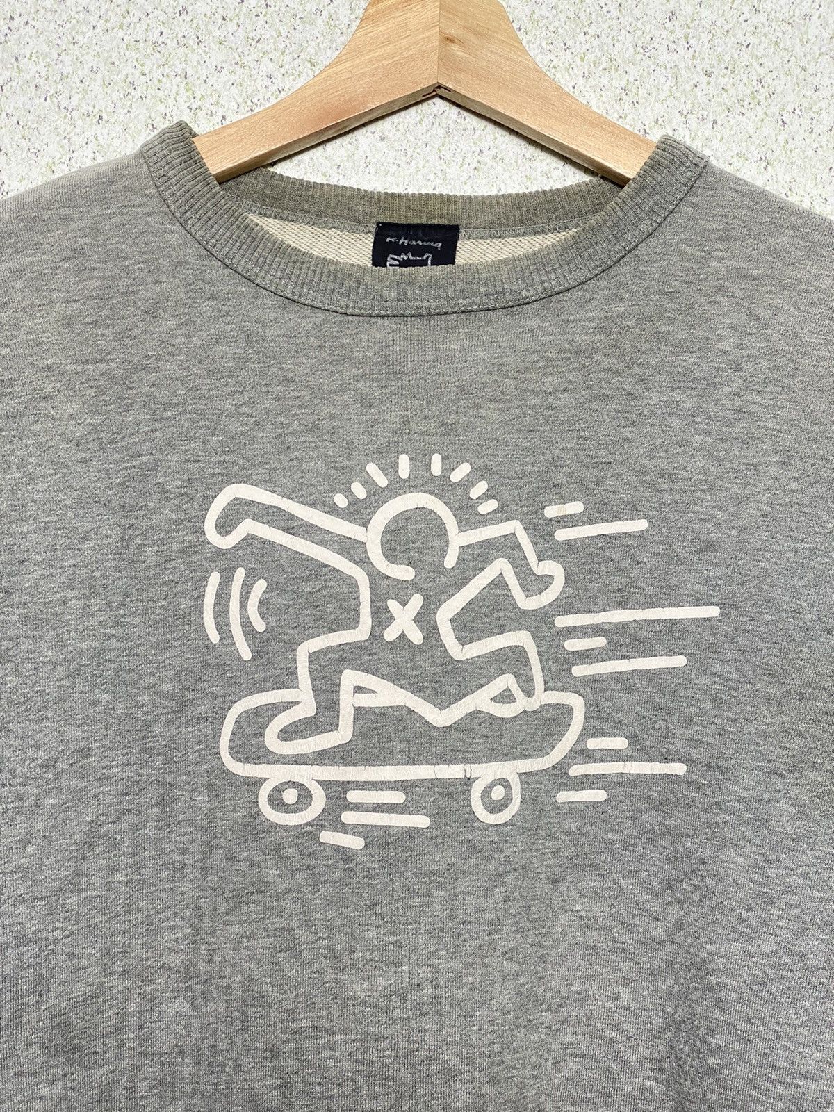 Keith Haring Vintage Keith Haring Bicycle Distressed Crewneck by Uniqlo Size US XL / EU 56 / 4 - 2 Thumbnail