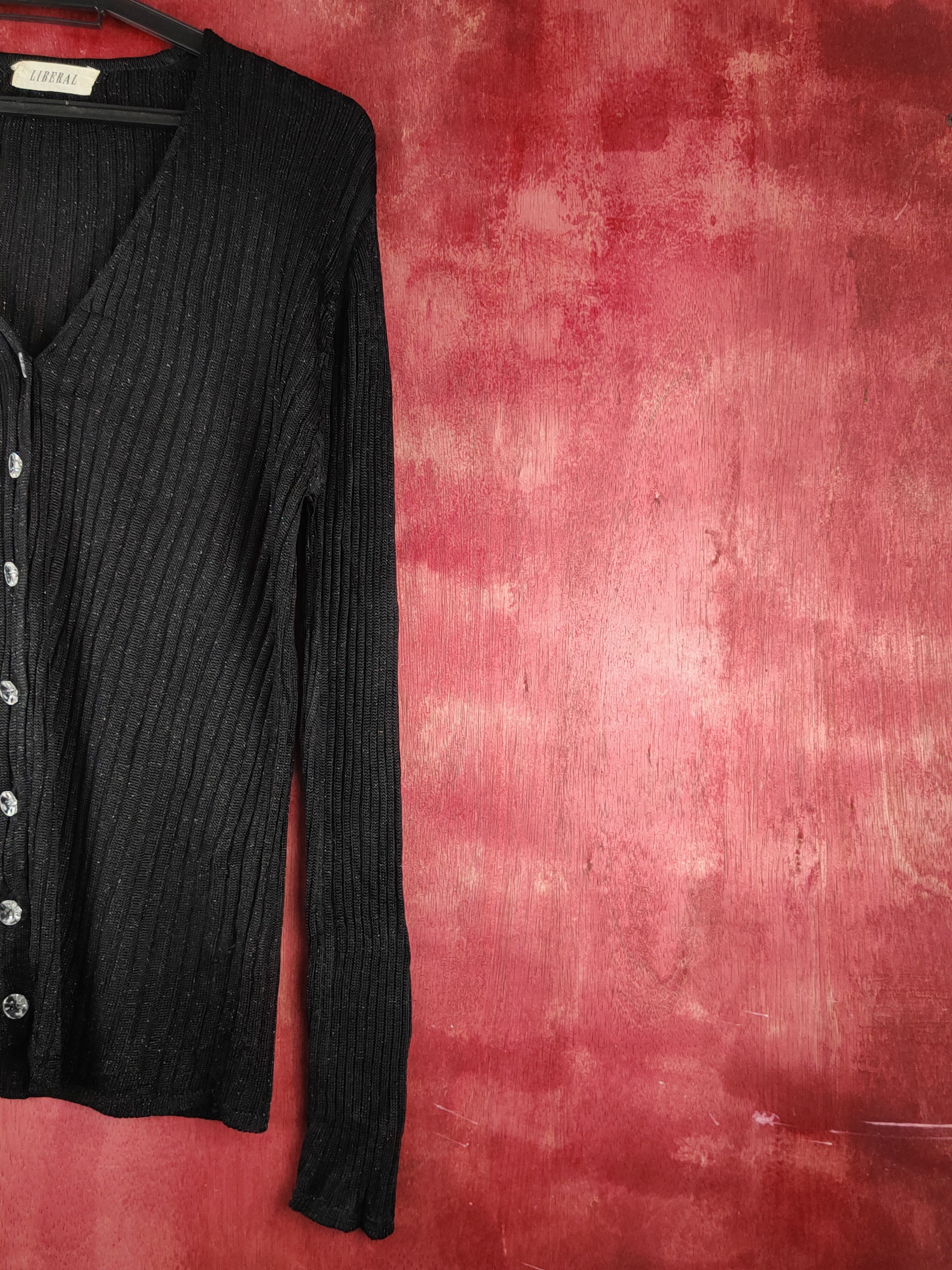 Homespun Knitwear × Japanese Brand Liberal vintage Black ripped Knitwear Cardigan #S1241 Size US M / EU 48-50 / 2 - 6 Thumbnail