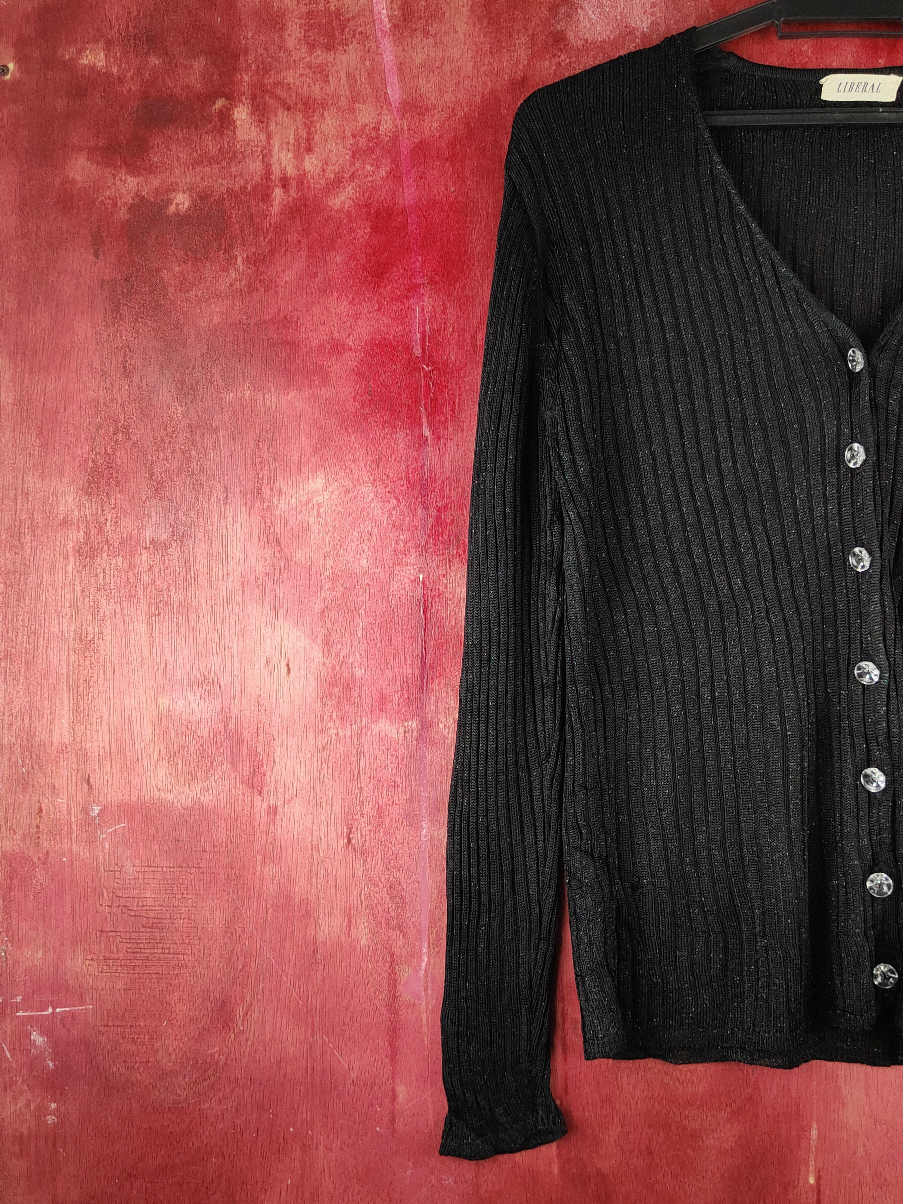 Homespun Knitwear × Japanese Brand Liberal vintage Black ripped Knitwear Cardigan #S1241 Size US M / EU 48-50 / 2 - 3 Thumbnail
