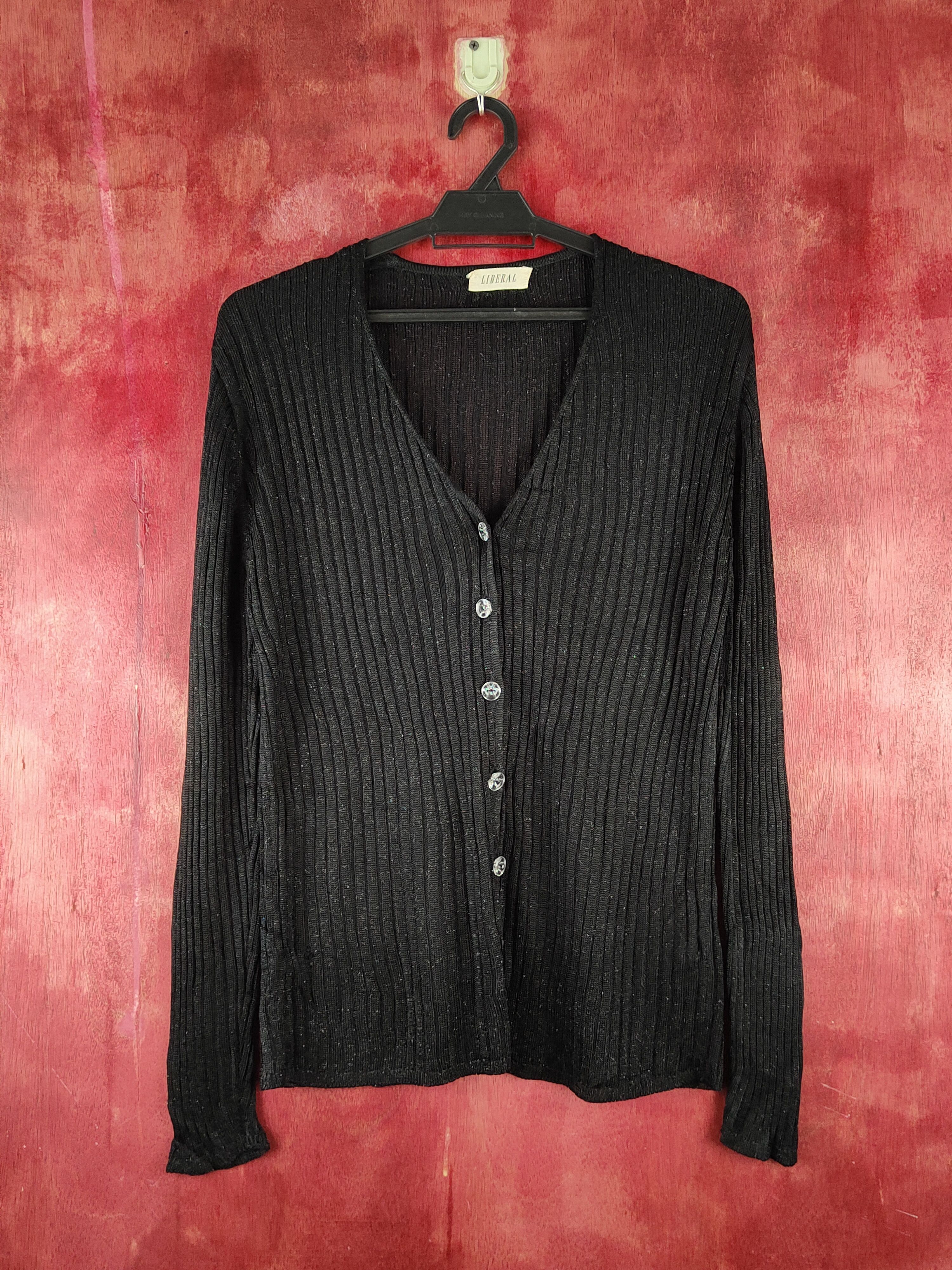 Homespun Knitwear × Japanese Brand Liberal vintage Black ripped Knitwear Cardigan #S1241 Size US M / EU 48-50 / 2 - 1 Thumbnail