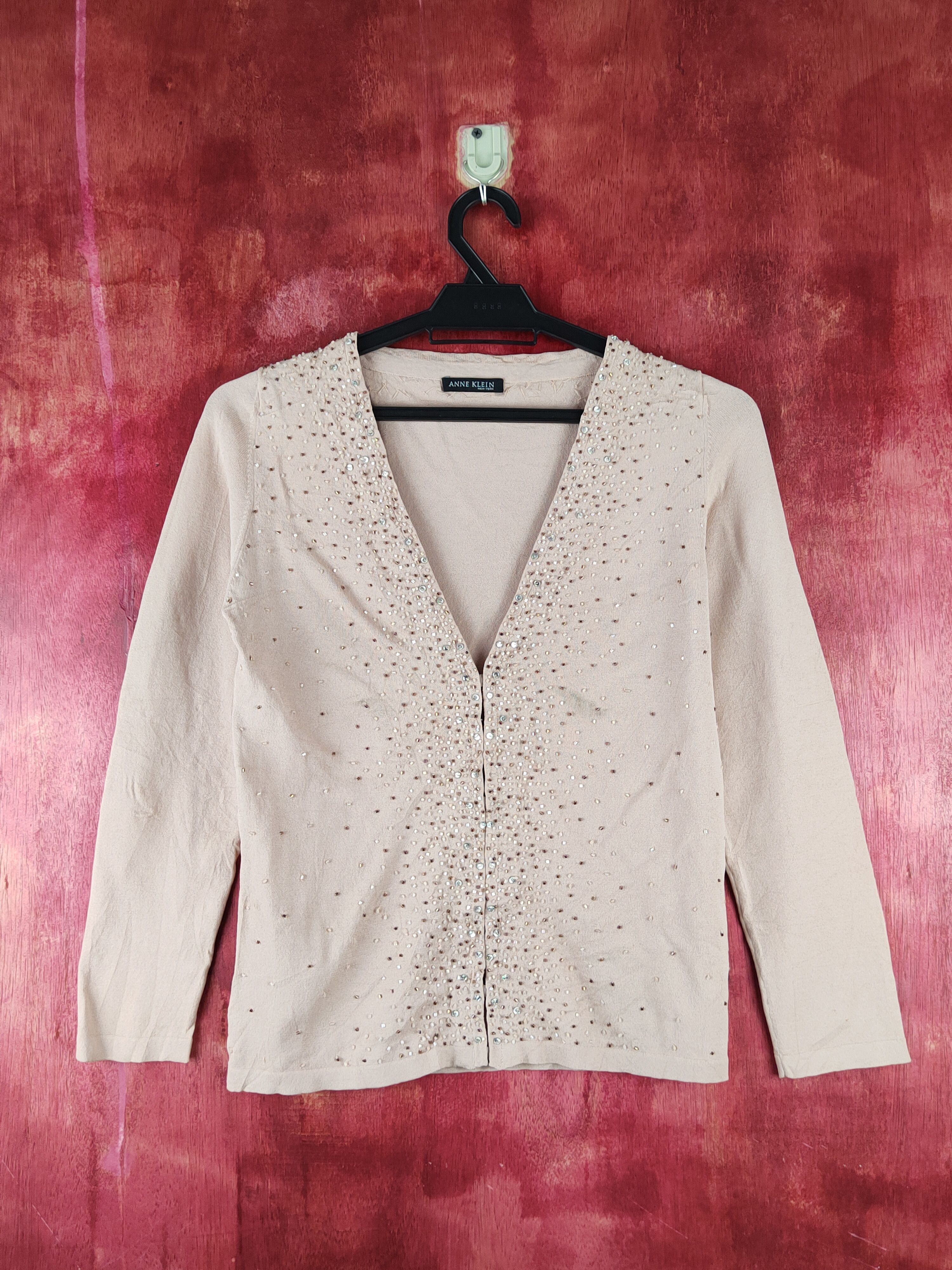 image of Anne Klein Beige Knitwear Cardigan S1240, Women's (Size Small)