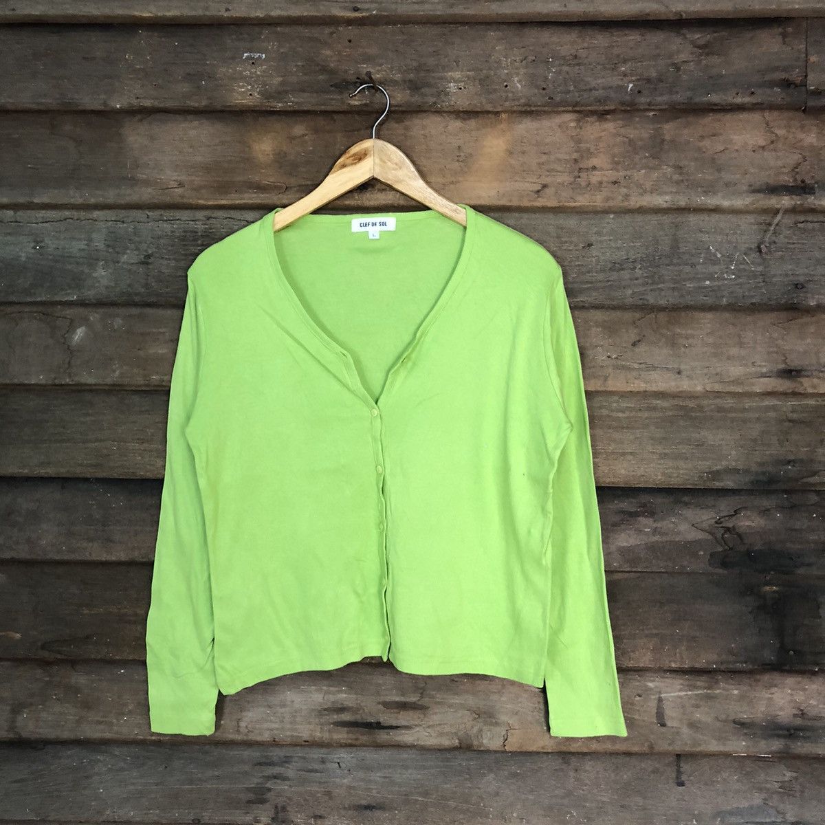 image of Clef De Soi Green Cardigan Knitwear Japan Vintage 7240, Women's (Size Medium)