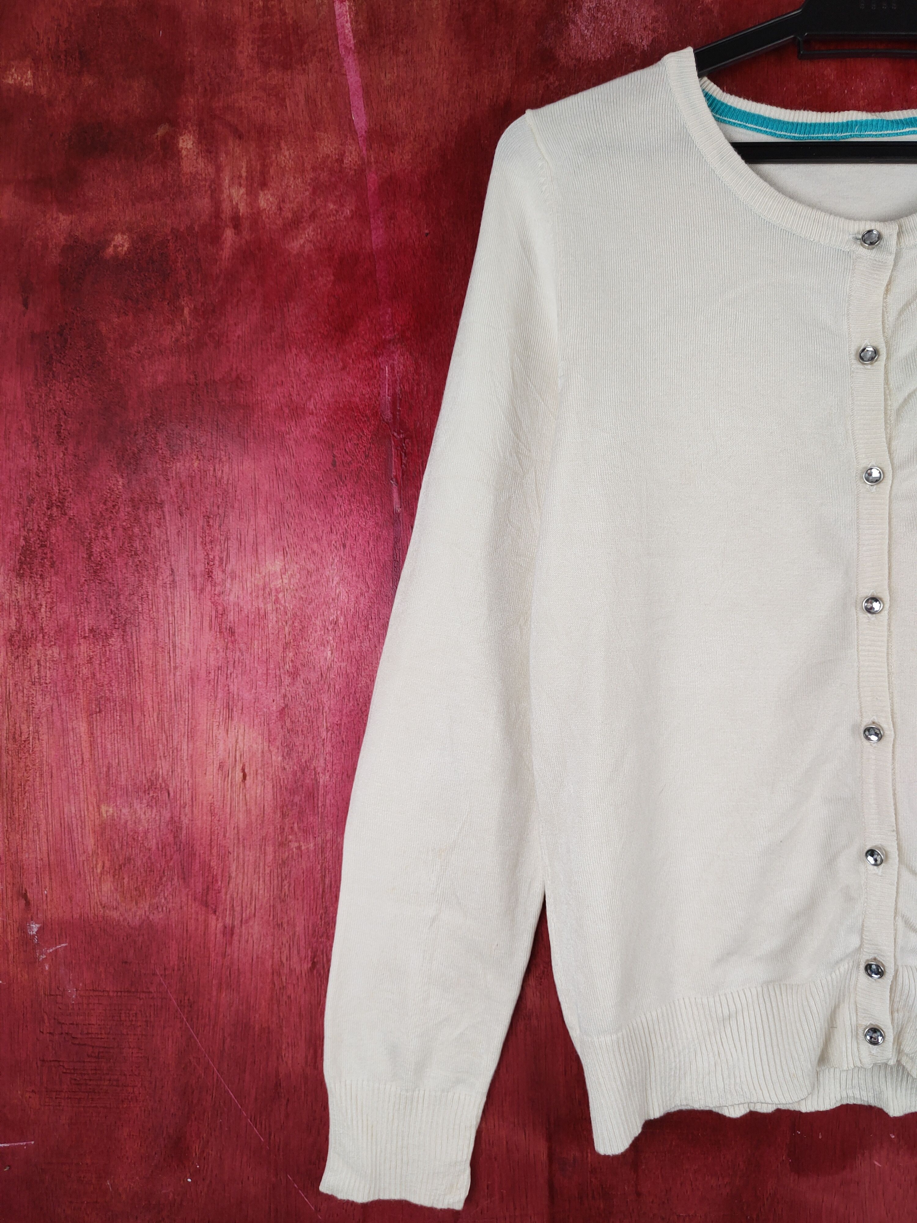 Japanese Brand Japanese Brand knitwear plain vintage Cream Cardigan #S862 Size M / US 6-8 / IT 42-44 - 3 Thumbnail
