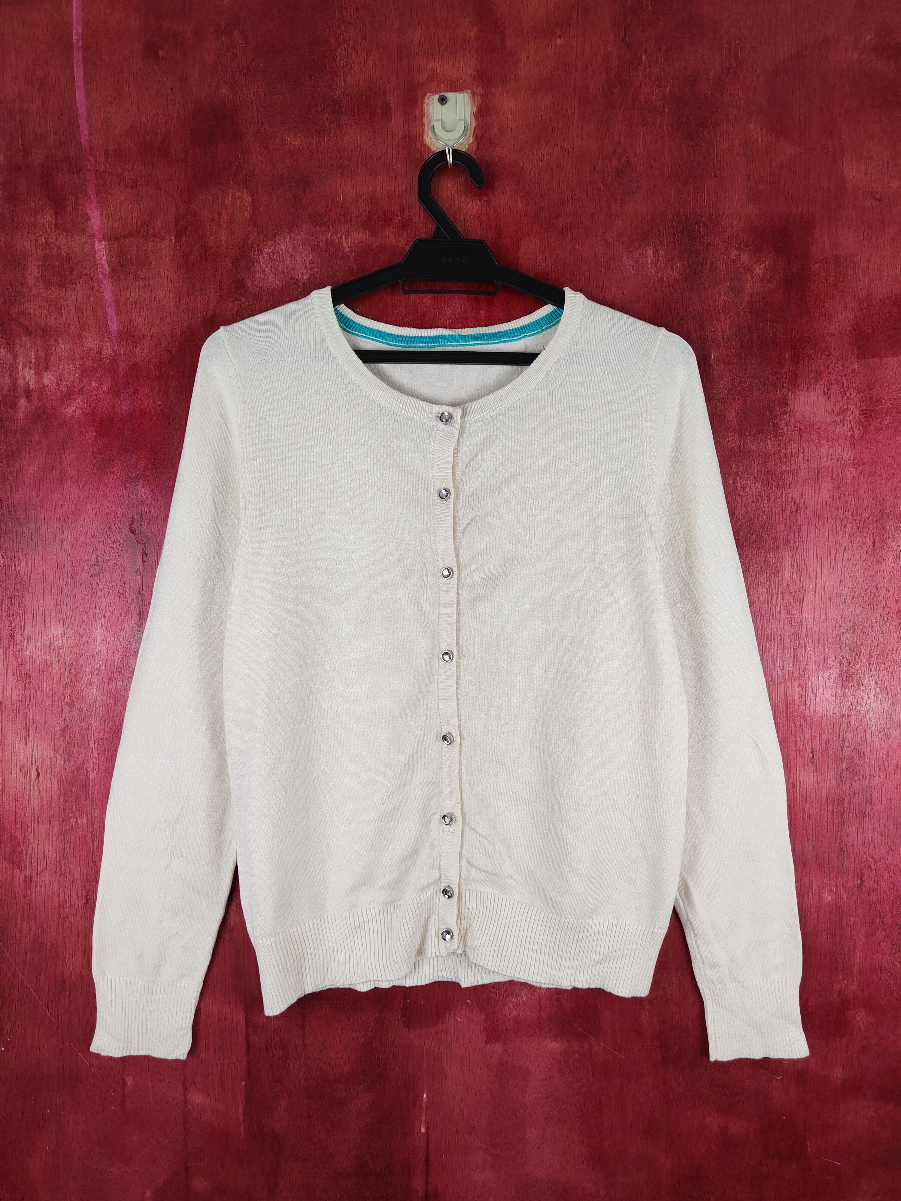Japanese Brand Japanese Brand knitwear plain vintage Cream Cardigan #S862 Size M / US 6-8 / IT 42-44 - 1 Thumbnail