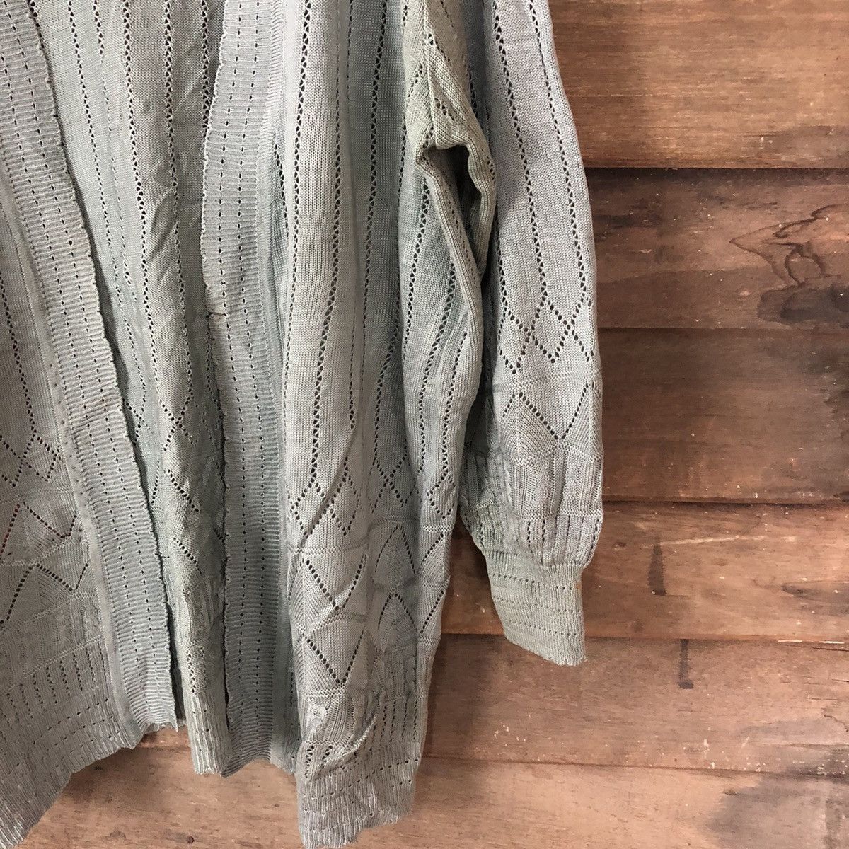 Vintage Fransoa vintage Crochet Grey Cardigan Knitwear #7142 Size XL / US 12-14 / IT 48-50 - 5 Thumbnail