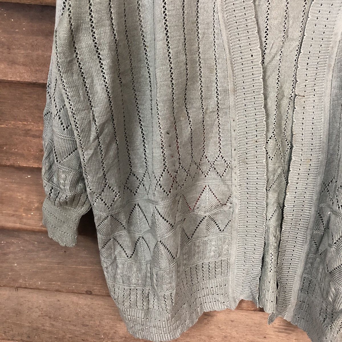 Vintage Fransoa vintage Crochet Grey Cardigan Knitwear #7142 Size XL / US 12-14 / IT 48-50 - 8 Thumbnail