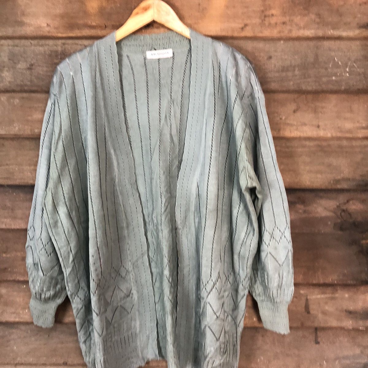 Vintage Fransoa vintage Crochet Grey Cardigan Knitwear #7142 Size XL / US 12-14 / IT 48-50 - 2 Thumbnail