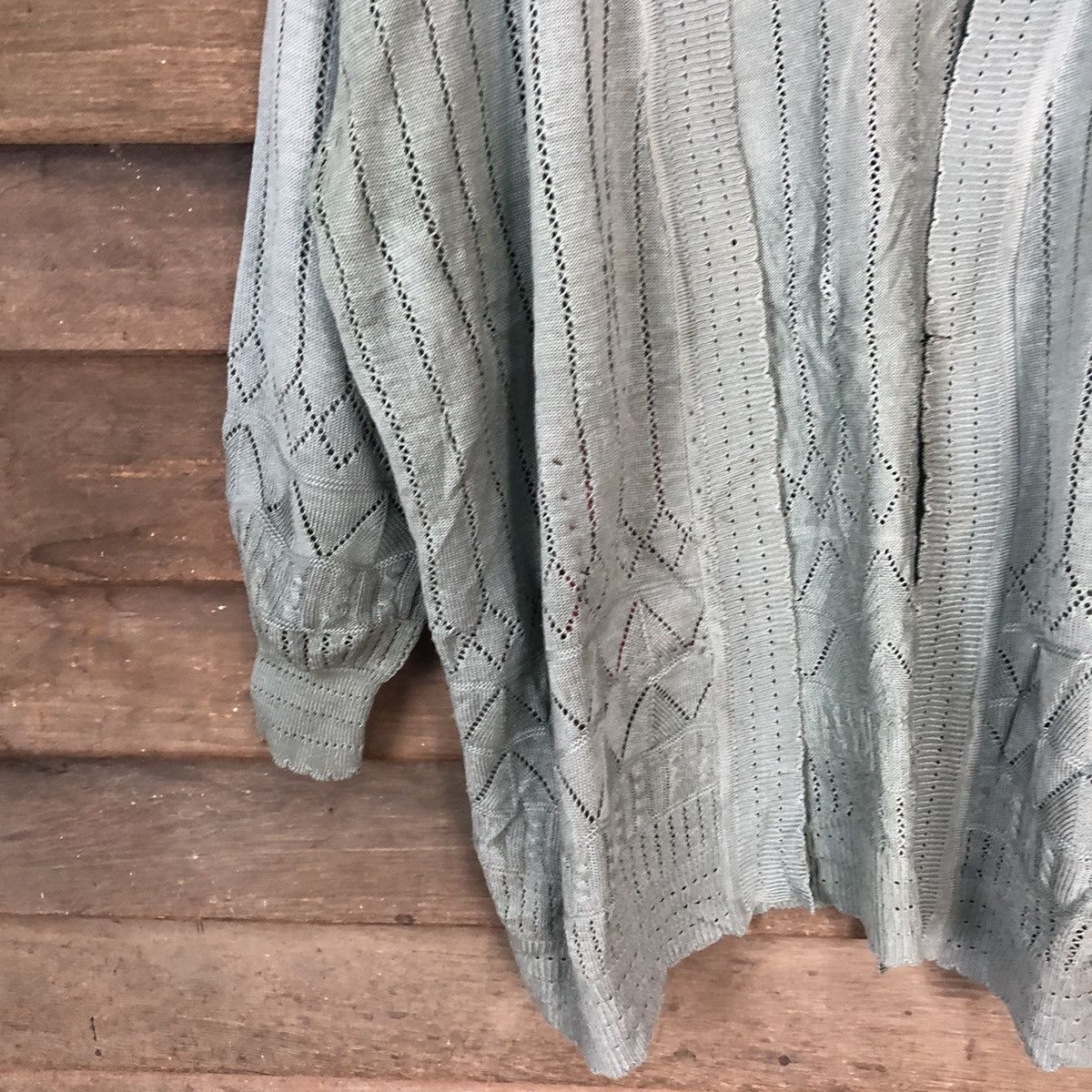 Vintage Fransoa vintage Crochet Grey Cardigan Knitwear #7142 Size XL / US 12-14 / IT 48-50 - 4 Thumbnail