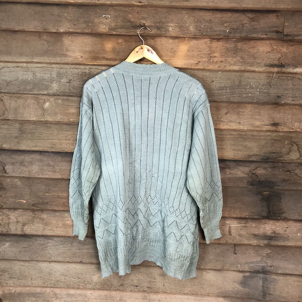 Vintage Fransoa vintage Crochet Grey Cardigan Knitwear #7142 Size XL / US 12-14 / IT 48-50 - 13 Thumbnail