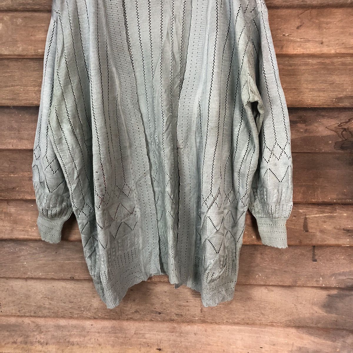 Vintage Fransoa vintage Crochet Grey Cardigan Knitwear #7142 Size XL / US 12-14 / IT 48-50 - 3 Thumbnail