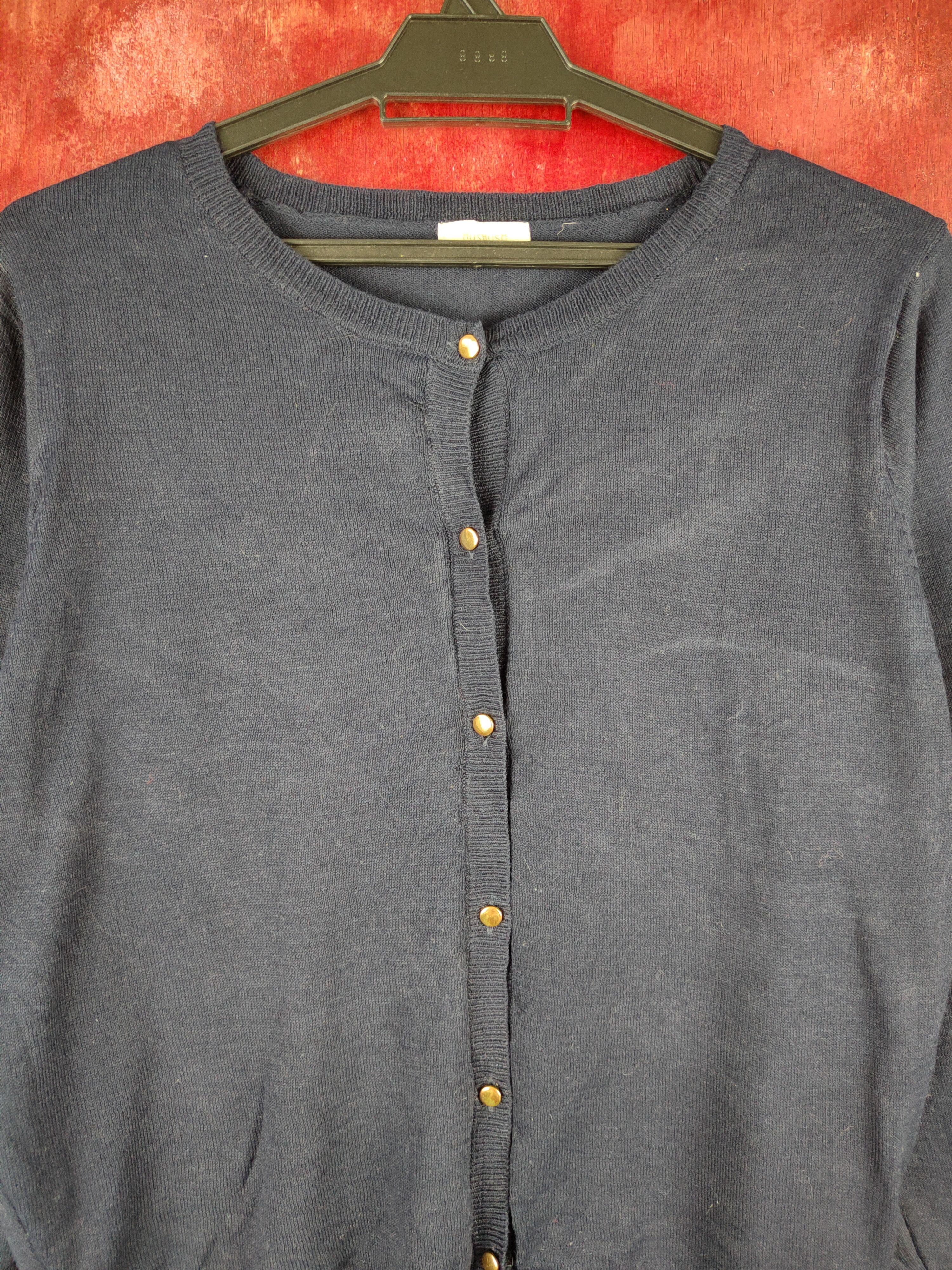 Japanese Brand Hushush Navy Blue Cardigan knitwear vintage japan #S877 Size M / US 6-8 / IT 42-44 - 2 Thumbnail