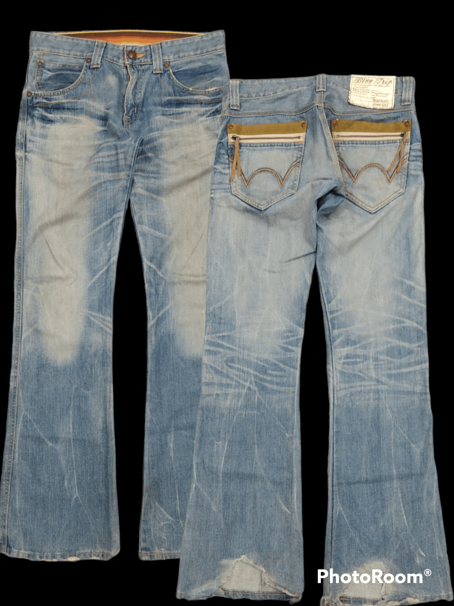 Edwin FLARE SICK FADED BLUE TRIP DENIM PANTS Size US 31 - 1 Thumbnail