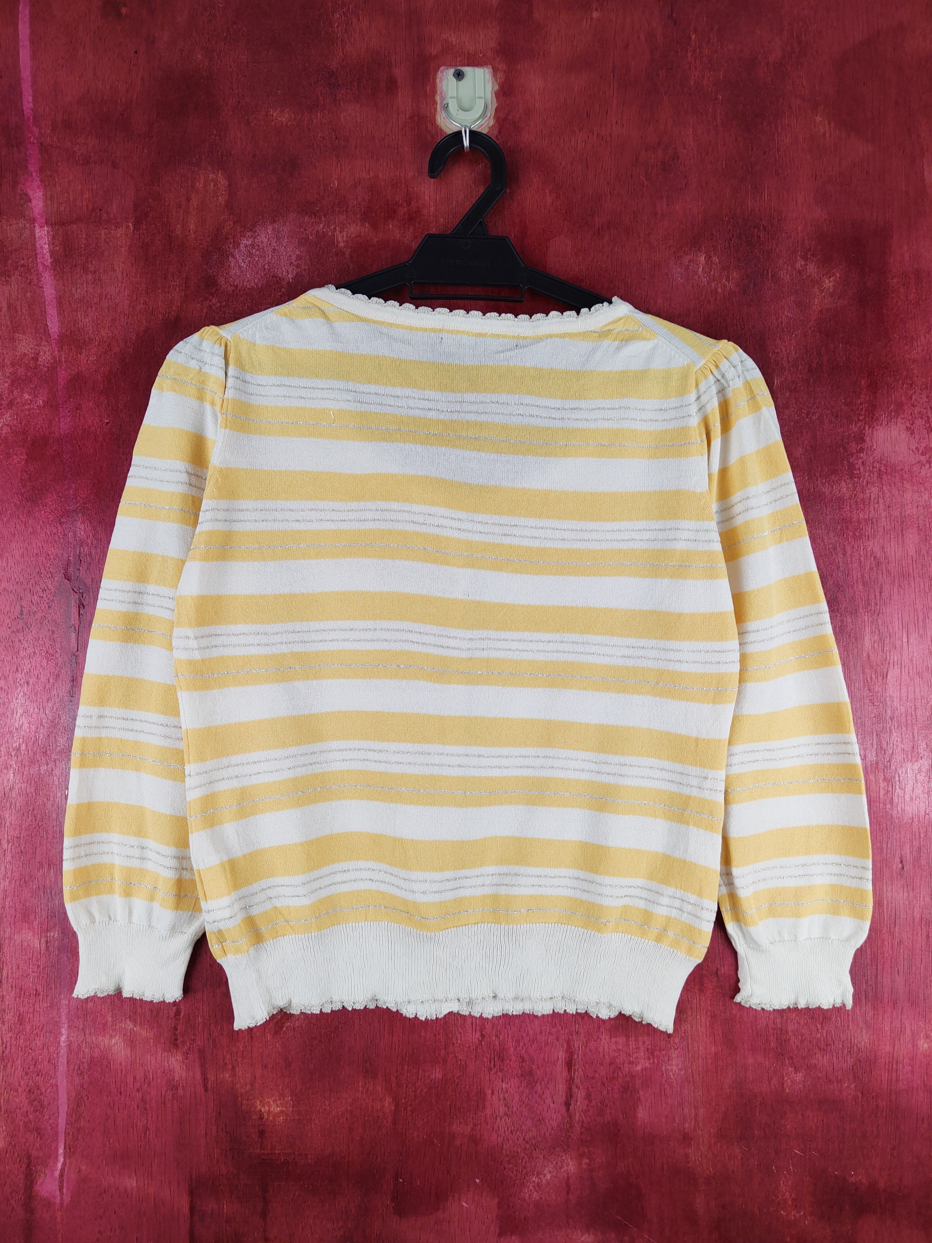 Japanese Brand Misch Masch Yellow/White Stripe Knitwear Cardigan #S1201 Size S / US 4 / IT 40 - 7 Thumbnail
