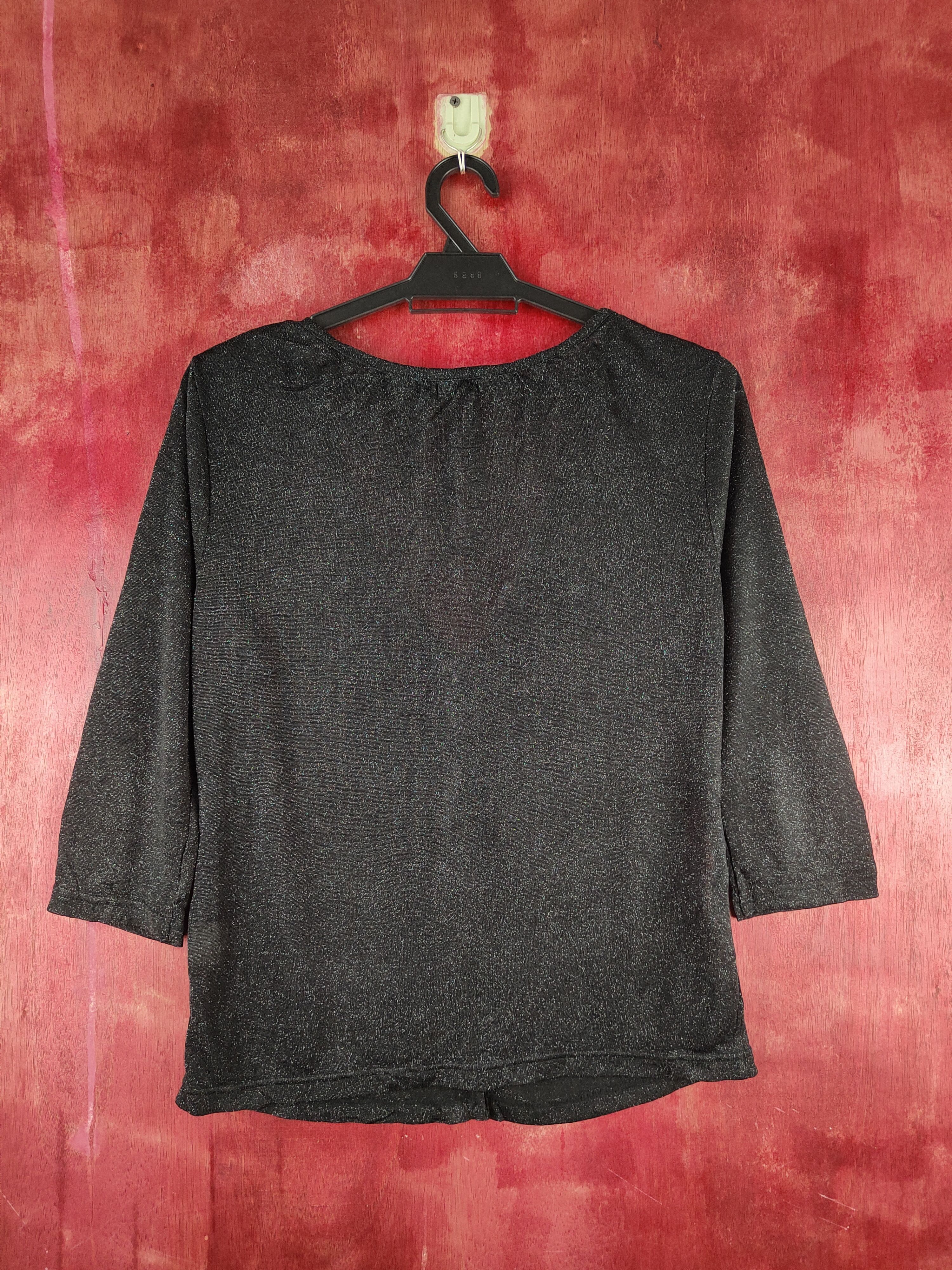 Japanese Brand Vivere Black Shining Crochet Meshnet Knit Cardigan #S1191 Size S / US 4 / IT 40 - 7 Thumbnail