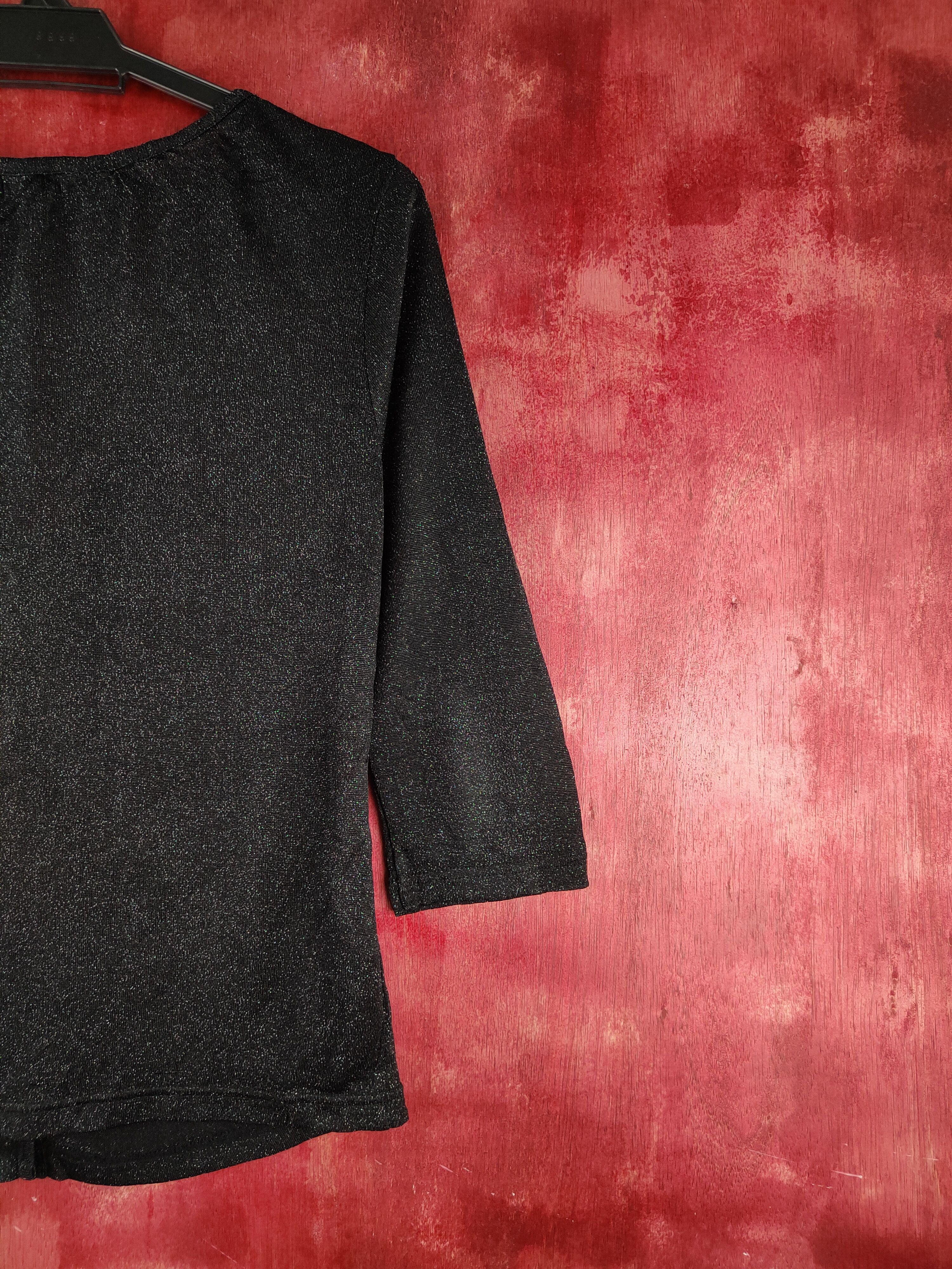 Japanese Brand Vivere Black Shining Crochet Meshnet Knit Cardigan #S1191 Size S / US 4 / IT 40 - 9 Thumbnail