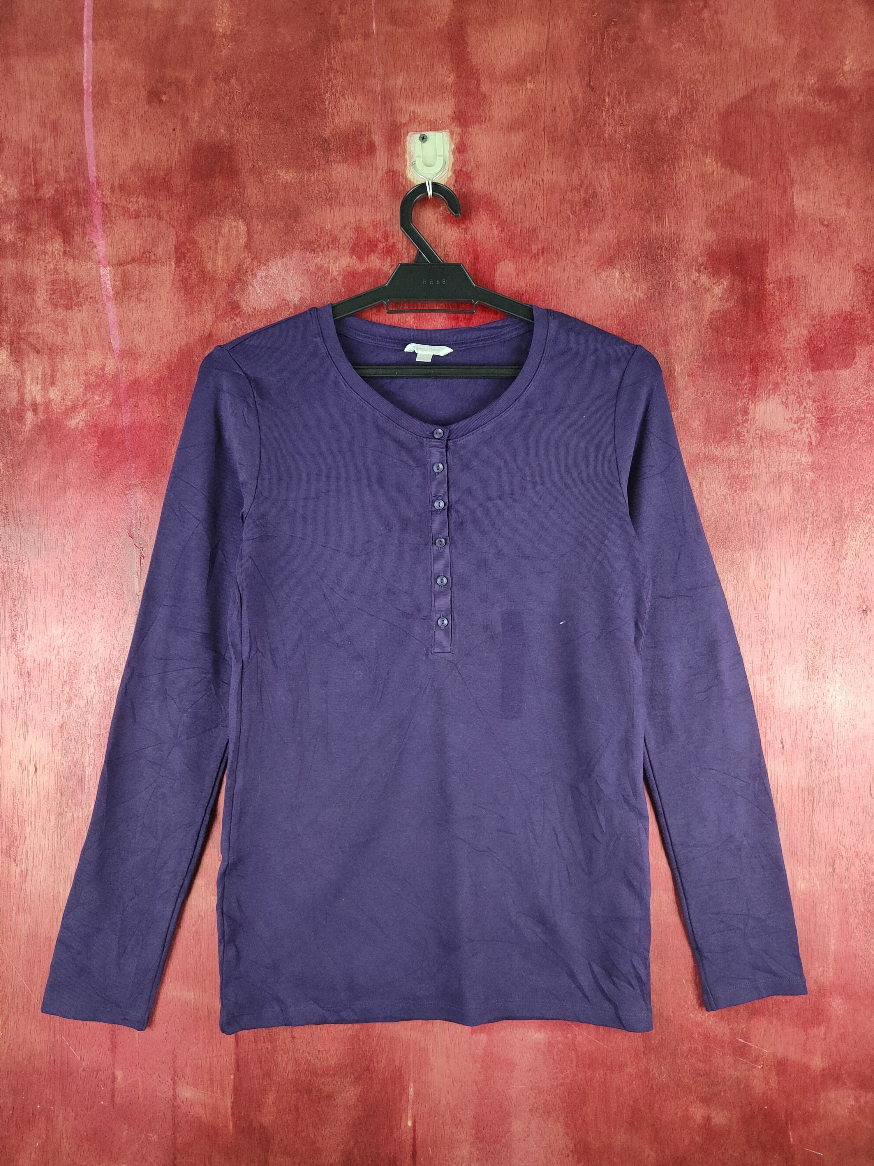 image of Uniqlo Dark Purple Long Sleeve T-Shirt S1190, Women's (Size Small)