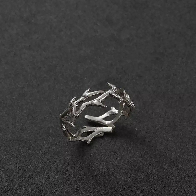 Jewelry × Vintage Punk Irregular Thorns Couple Ring Adjustable Size ONE SIZE - 1 Thumbnail