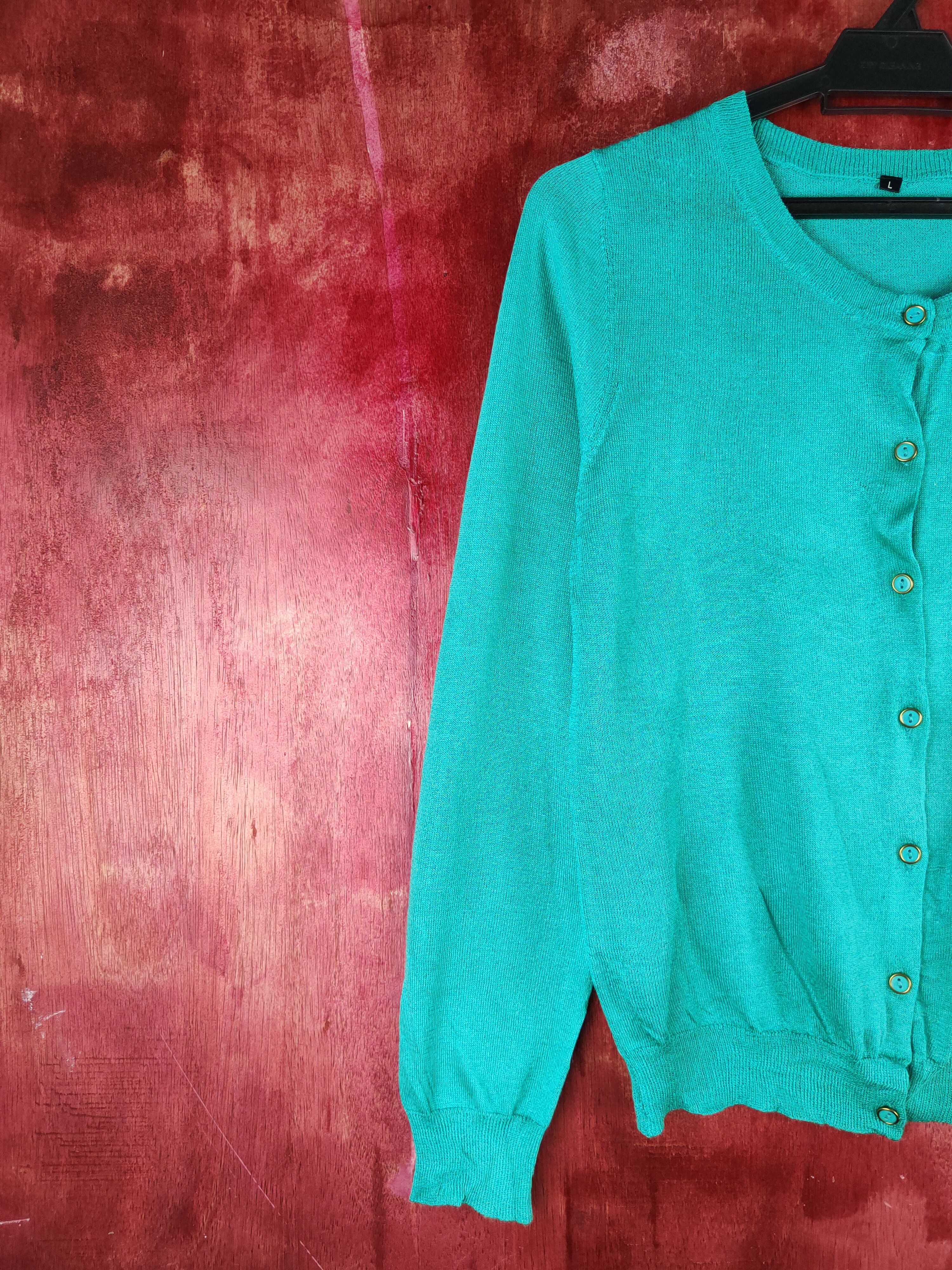 Japanese Brand Topvalu Turquoise Knitwear Cardigan vintage japan #S1157 Size M / US 6-8 / IT 42-44 - 3 Thumbnail