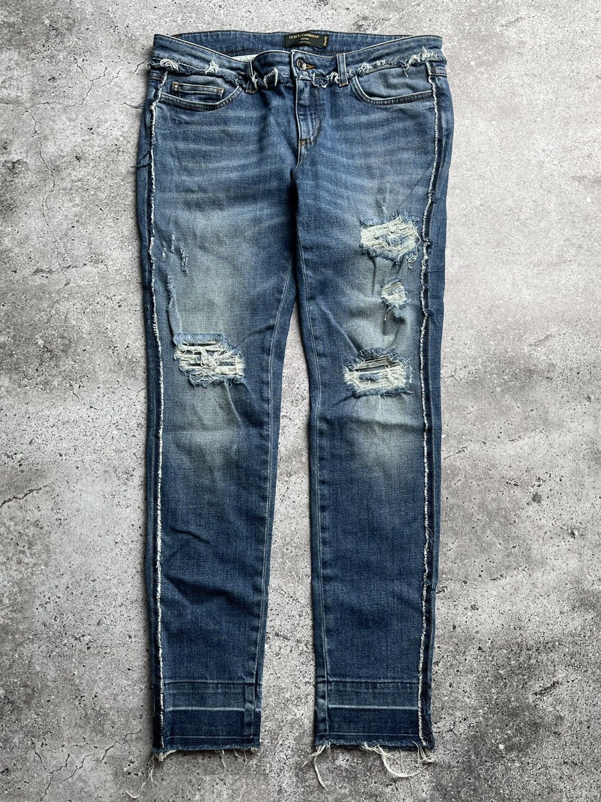 Dolce & Gabbana Blue Distressed Washed Logo GRACE Denim Jeans
