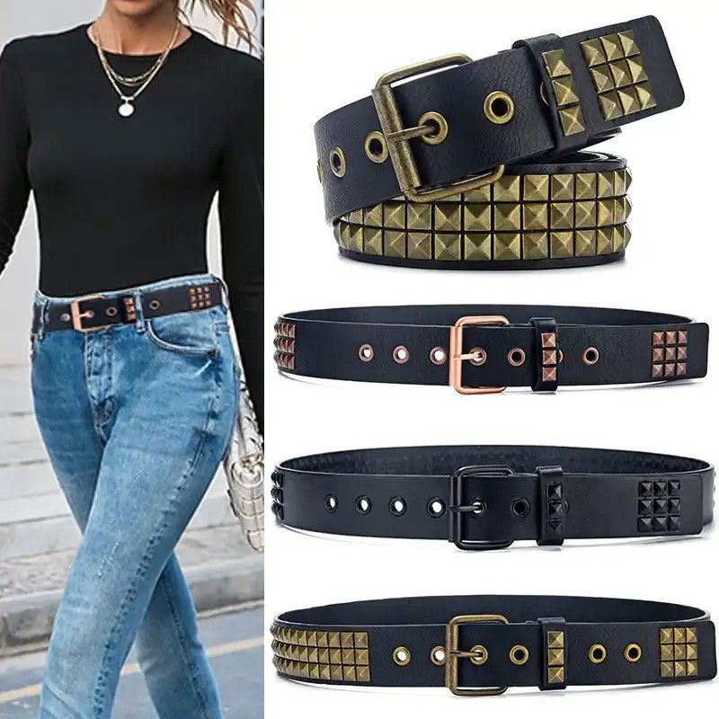 Japanese Brand × Vintage Pyramid Studded Belt (black) Size ONE SIZE - 3 Thumbnail