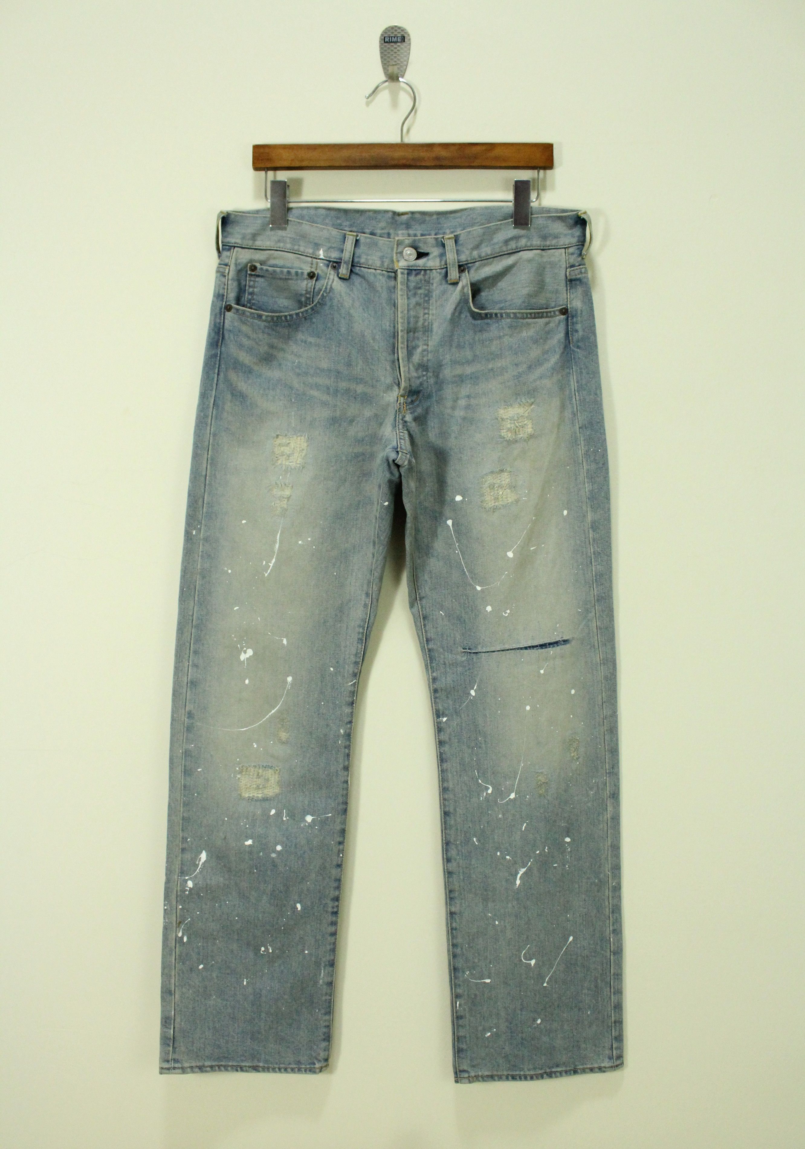 image of Distressed Denim x Takeo Kikuchi Denim Paint Splatter Distressed Style in Not Specified (Size 34)