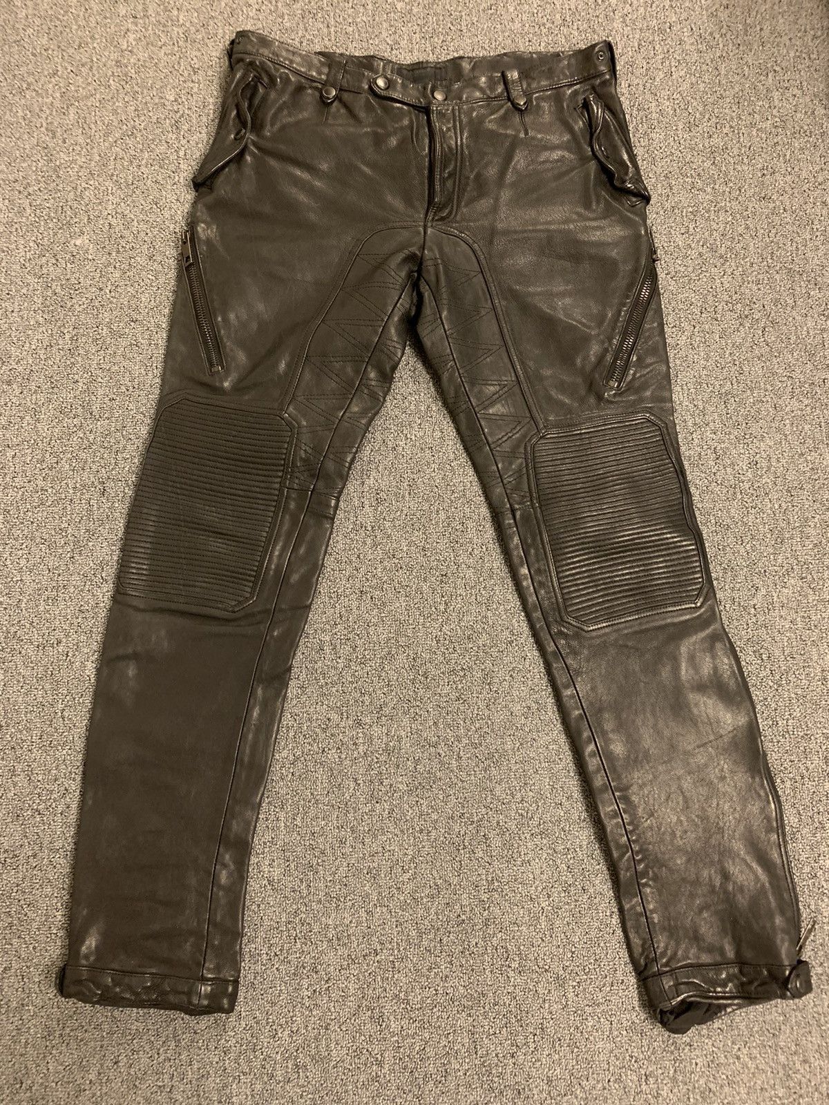 image of Burberry Prorsum Ss11 Leather Biker Pants in Black, Men's (Size 34)