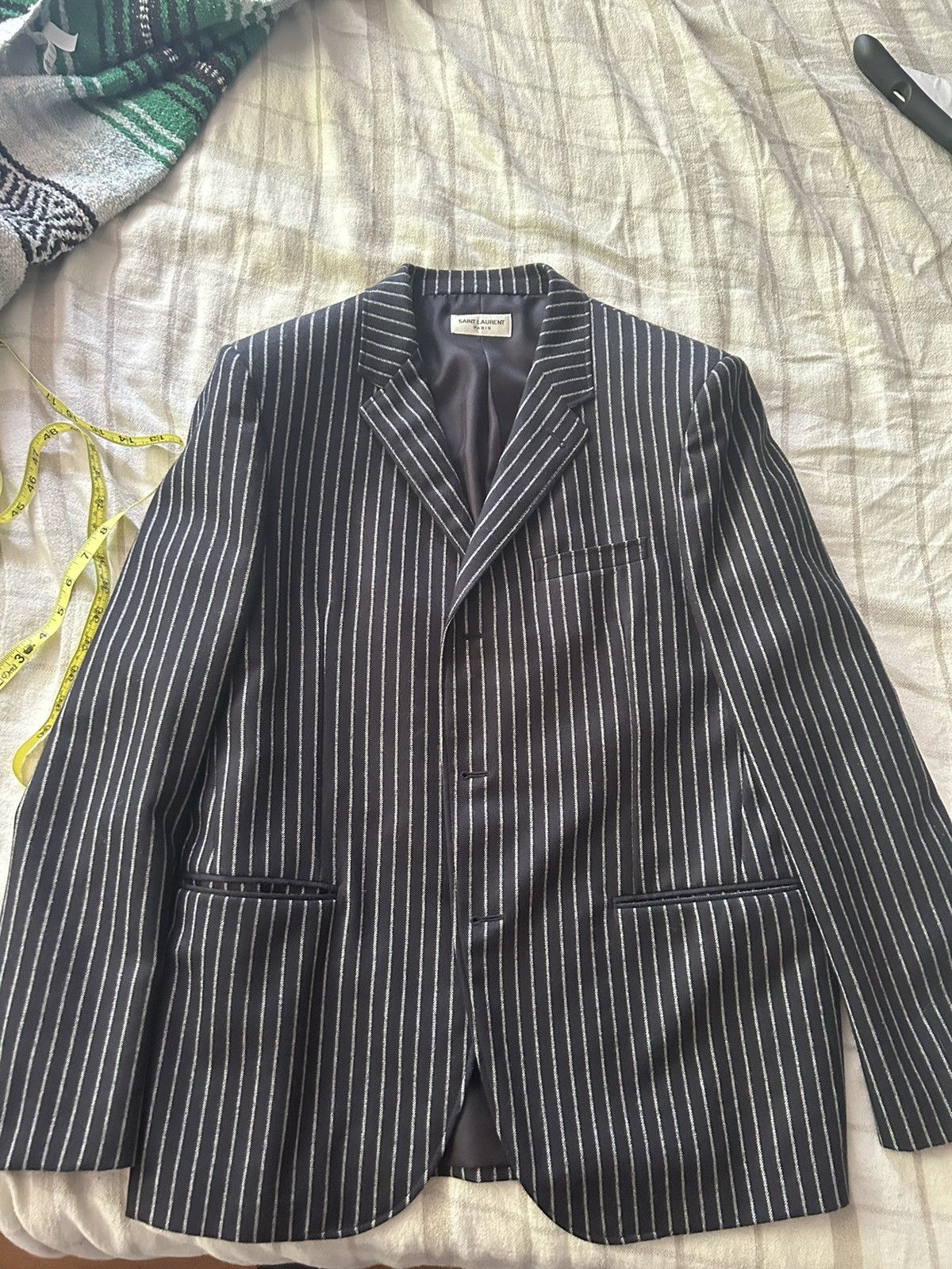 Hedi Slimane × Saint Laurent Paris Striped Blazer 2014 SLP Size 50R - 1 Thumbnail