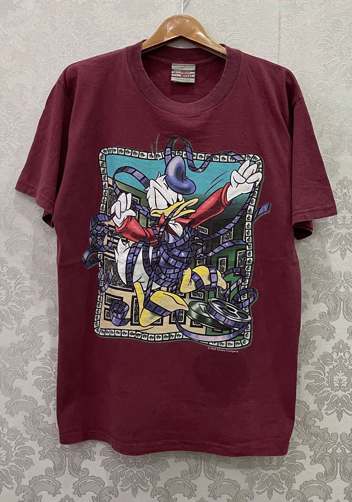 image of Vintage Walt Disney Donald Duck Cartoon Series Prome Ter in Maroon, Men's (Size Large)