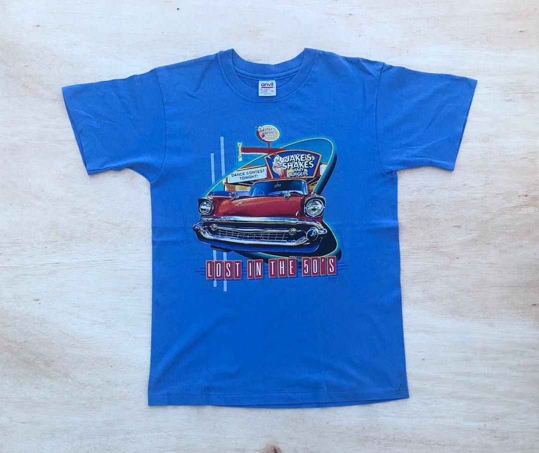 image of Anvil x Made In USA Vintage Tee Lost In The 50S in Blue, Men's (Size Medium)