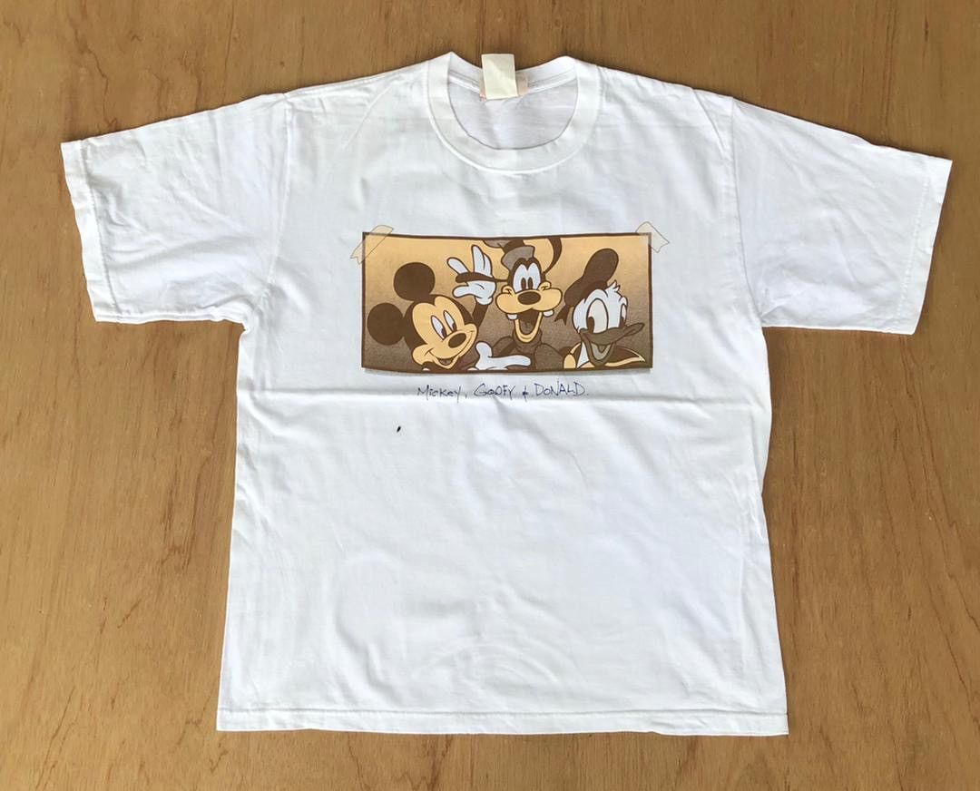 image of Vintage Tee B13 Disney Character Donald Goofy Mickey Mouse in White, Men's (Size Large)