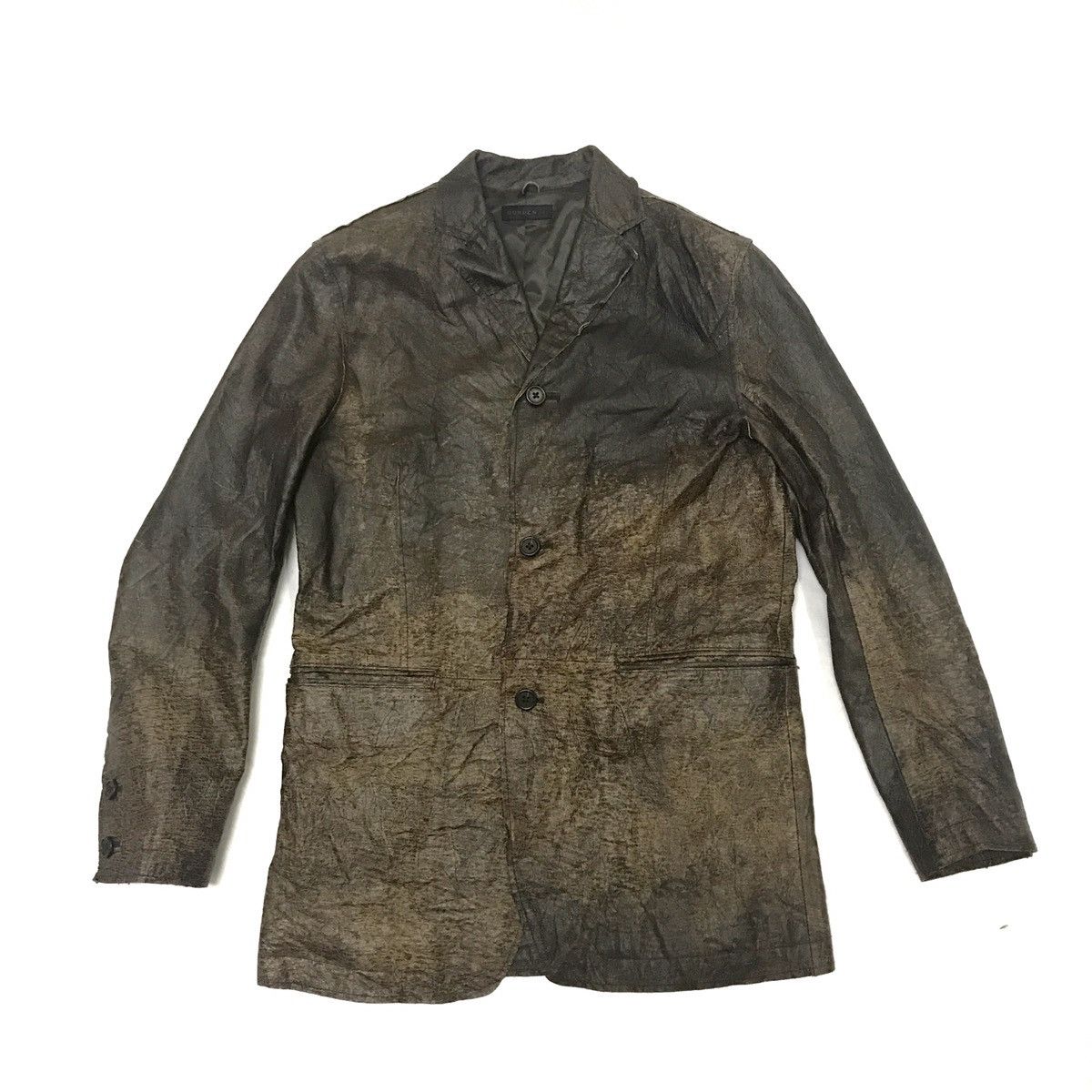 image of Genuine Leather x Leather Jacket Offergenuine Cow Leather Jacket in Dark Brown Snake Print (Size Sm