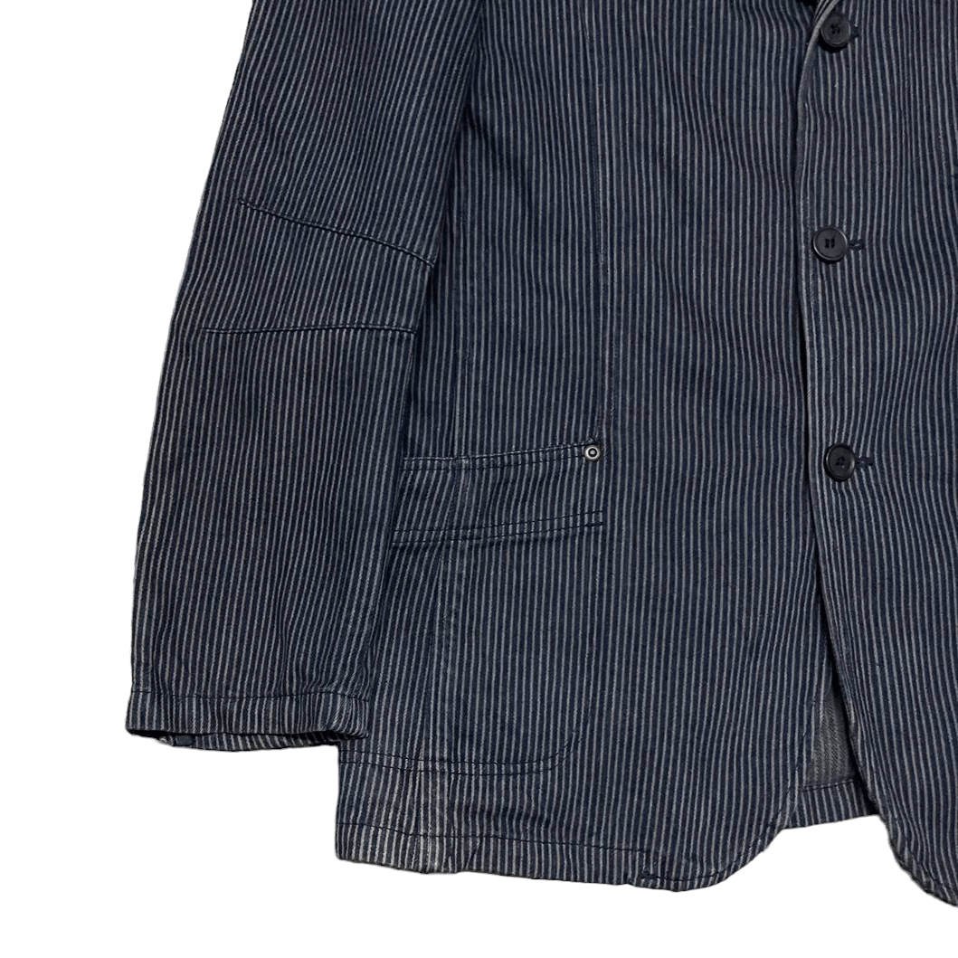 Japanese Brand Vintage Baffy Hickory Stripes Chore Jacket Size US L / EU 52-54 / 3 - 3 Thumbnail