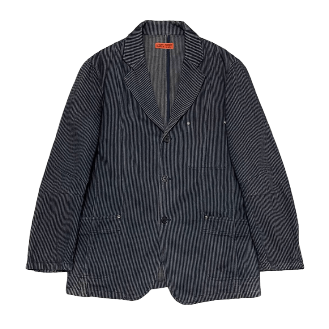 Japanese Brand Vintage Baffy Hickory Stripes Chore Jacket Size US L / EU 52-54 / 3 - 1 Thumbnail