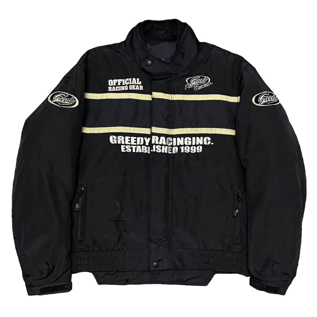 image of Greedy Genius x Racing Vintage Greedy Racing Established 1999 Rider Jacket in Black (Size Large)