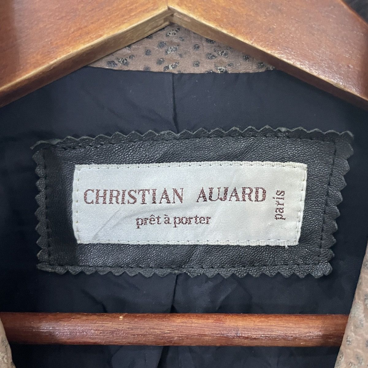 Japanese Brand Vintage Christian Aujard Leather Coat Jacket Size L / US 10 / IT 46 - 5 Thumbnail
