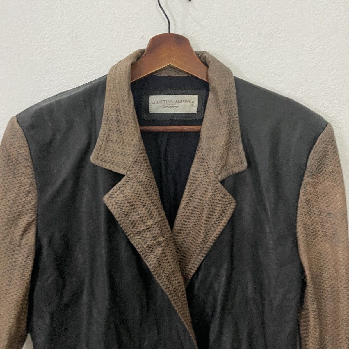 Japanese Brand Vintage Christian Aujard Leather Coat Jacket Size L / US 10 / IT 46 - 4 Thumbnail