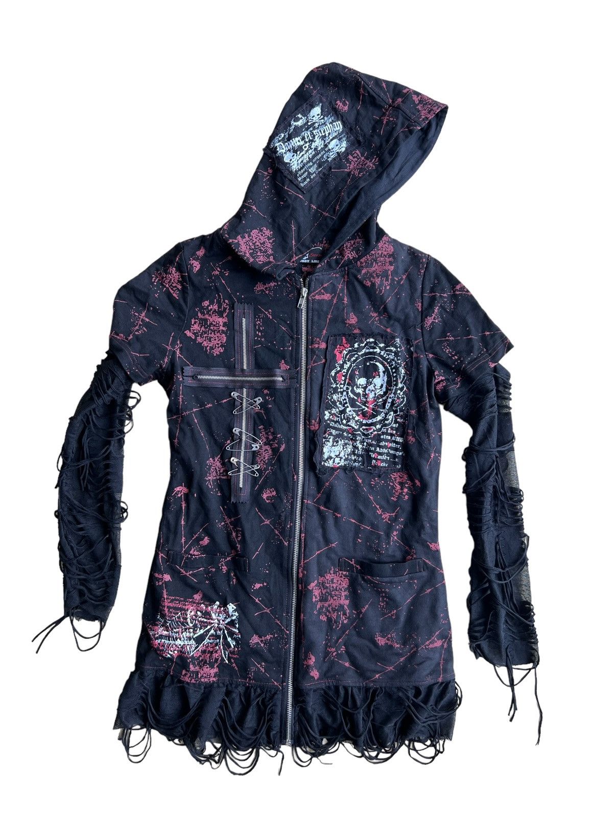 SICK🔥Blood Storm 🇯🇵 Anarchy Goth 💀 Hybrid Long Hoodie