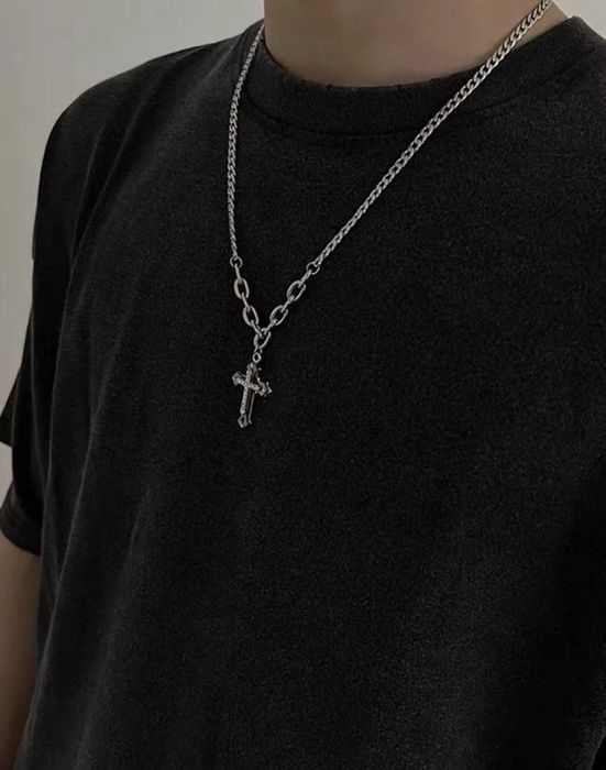 Silver Silver chain necklace cross y2k HarlemBling Chrome Hearts | Grailed