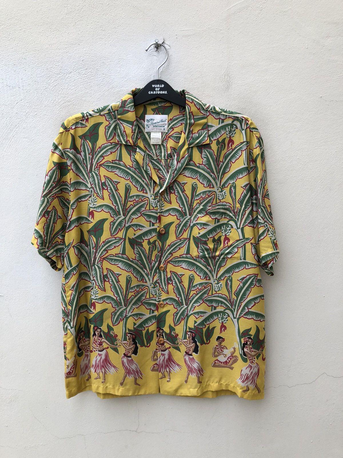 Diamond Head 80s Diamond Head Banana Leaves Hula Girl Rayon Hawaiian Size US M / EU 48-50 / 2 - 5 Thumbnail